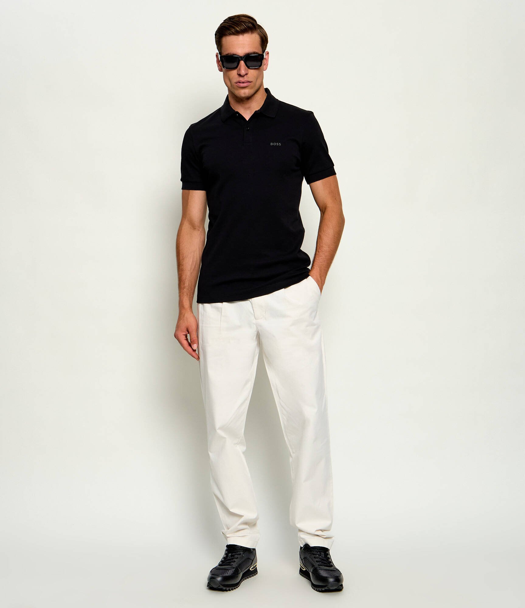 BOSS Black Sneakers Parkour-L_Runn_nmnal cu adaos de piele