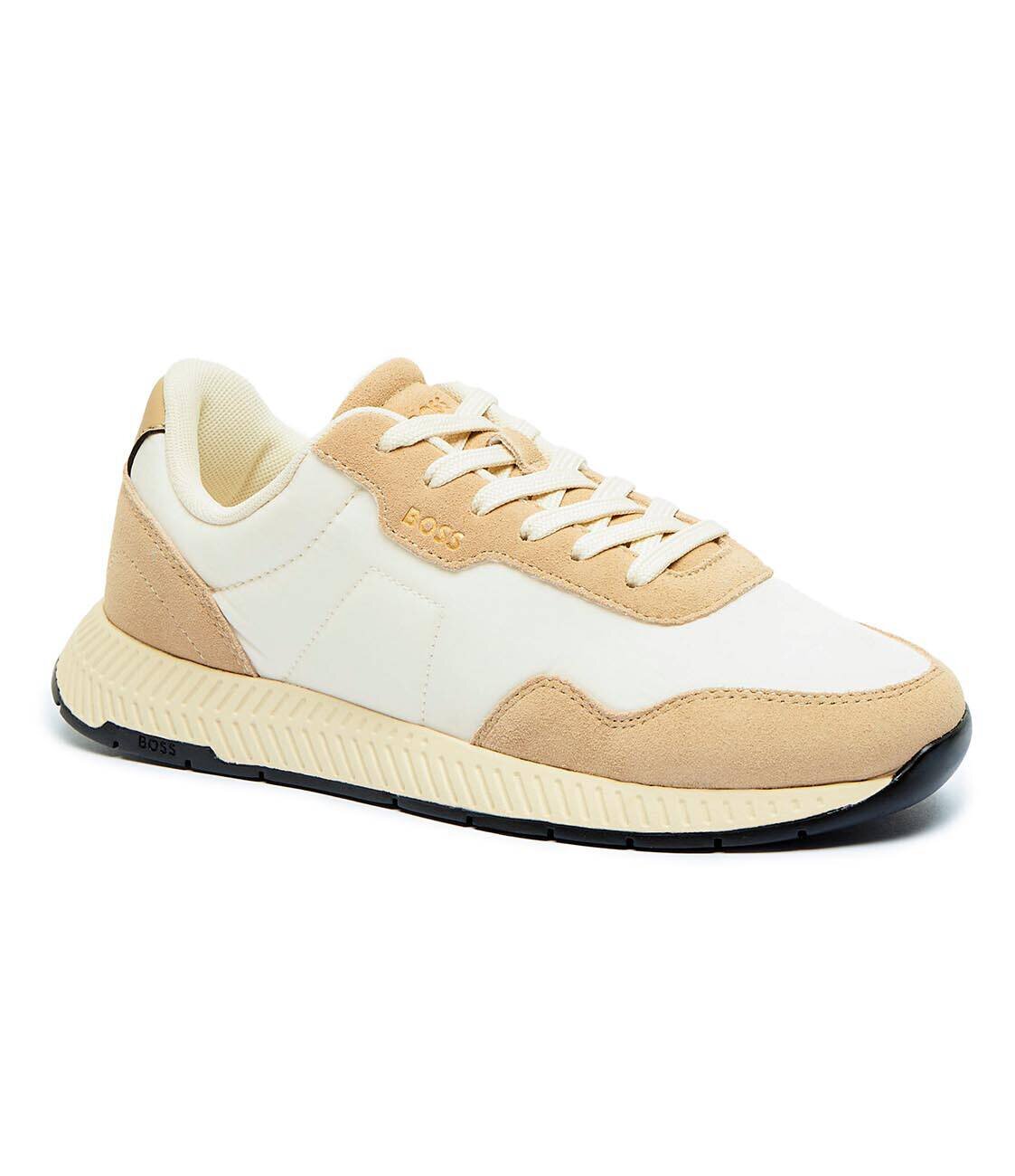 BOSS Black Sneakers Titanium_Runn cu adaos de piele