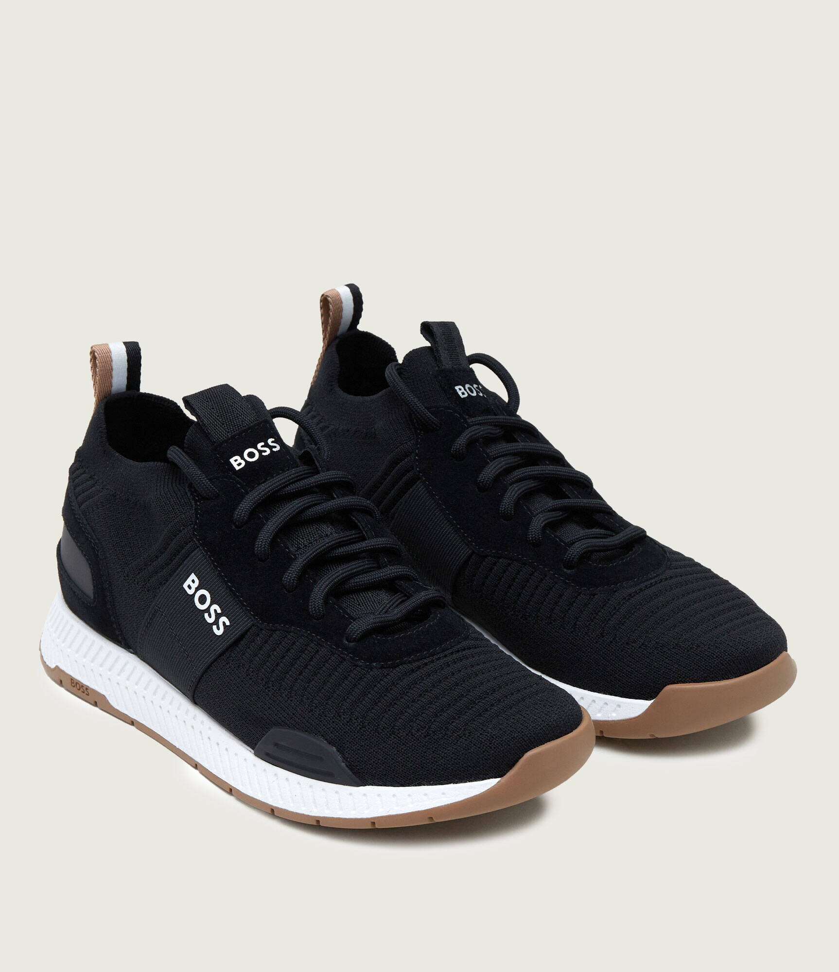 BOSS Black Sneakers Titanium_Runn_knst_N cu adaos de piele