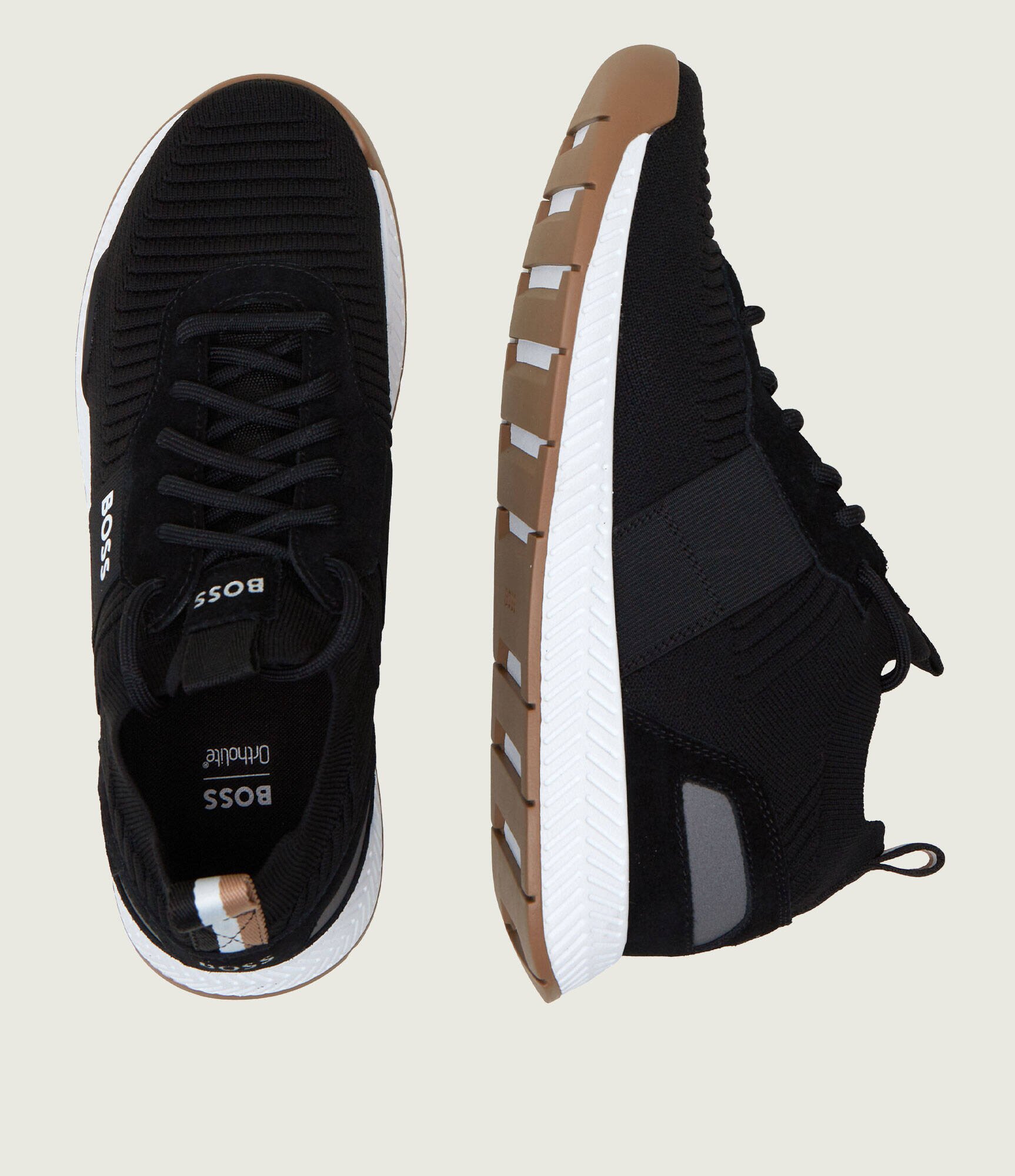BOSS Black Sneakers Titanium_Runn_knst_N cu adaos de piele