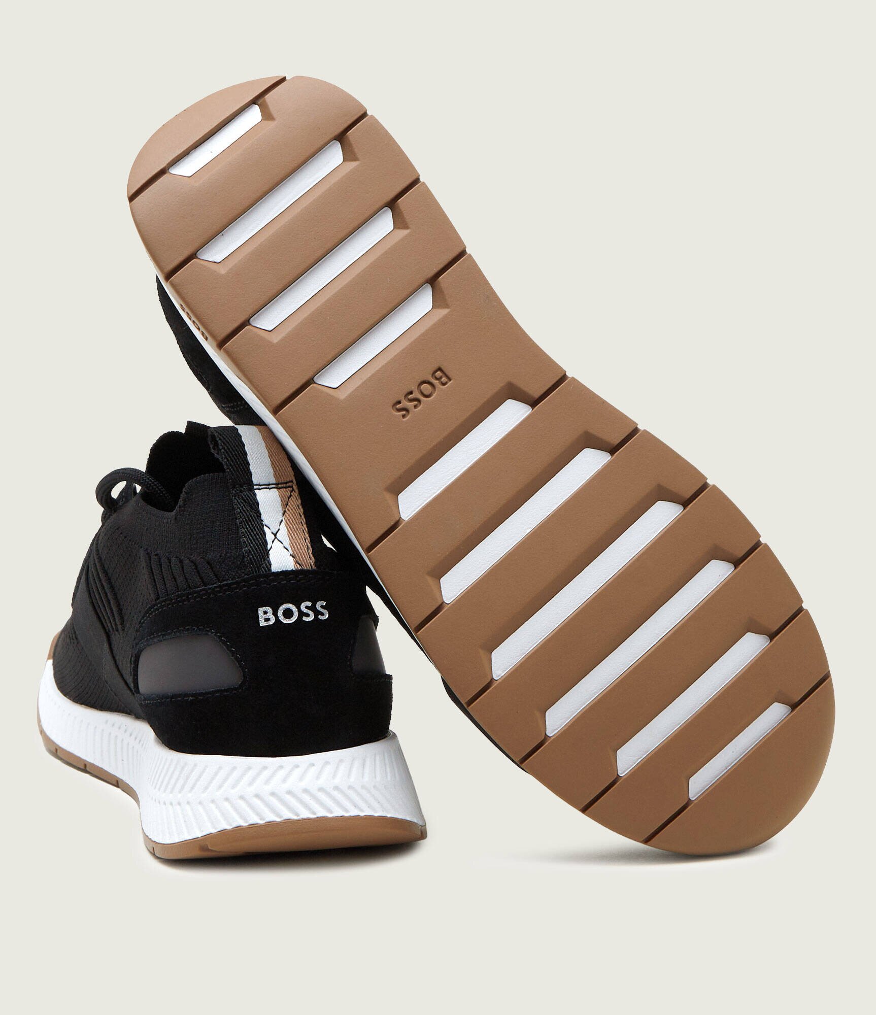 BOSS Black Sneakers Titanium_Runn_knst_N cu adaos de piele