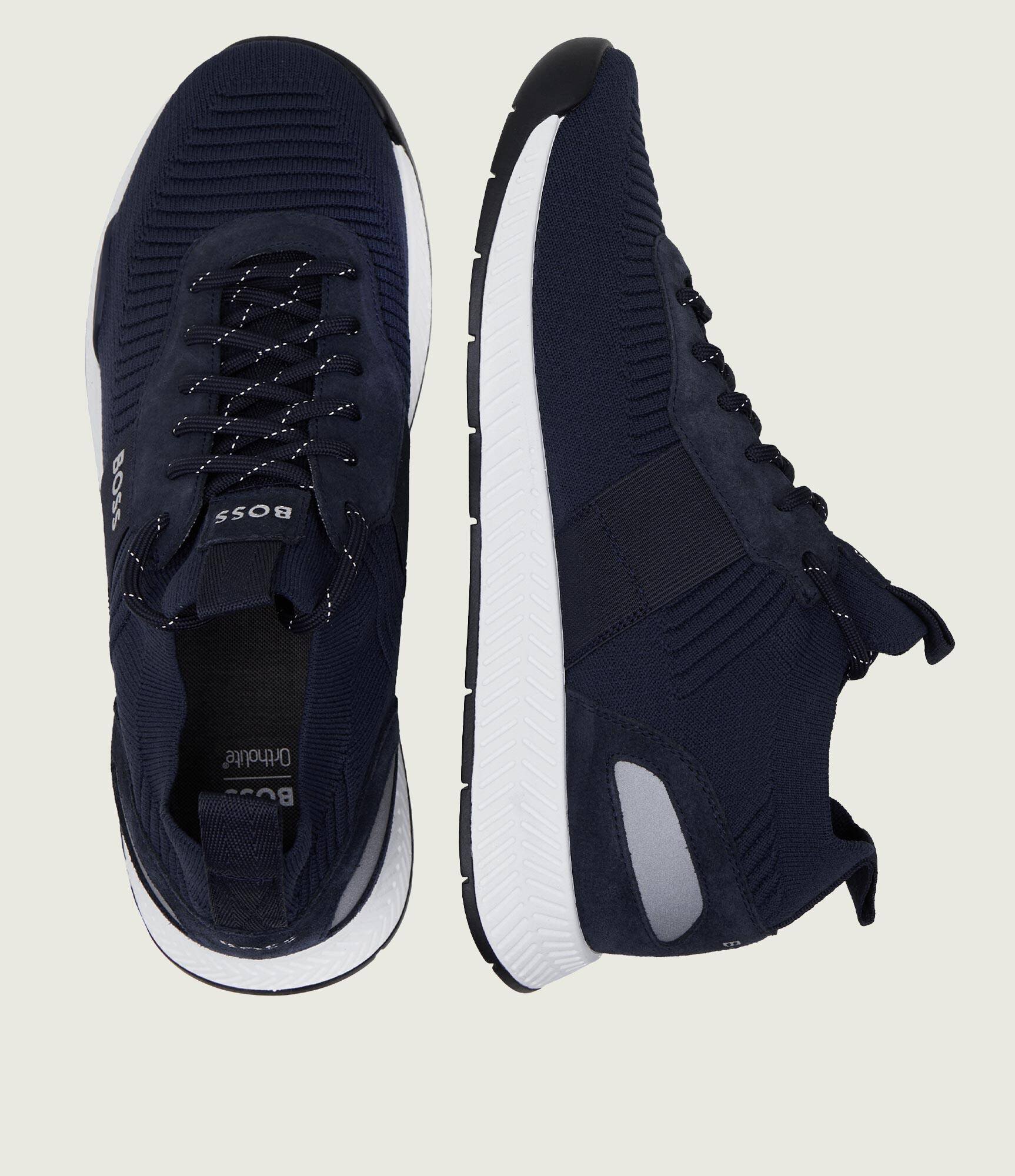 BOSS Black Sneakers Titanium_Runn_knst_N cu adaos de piele
