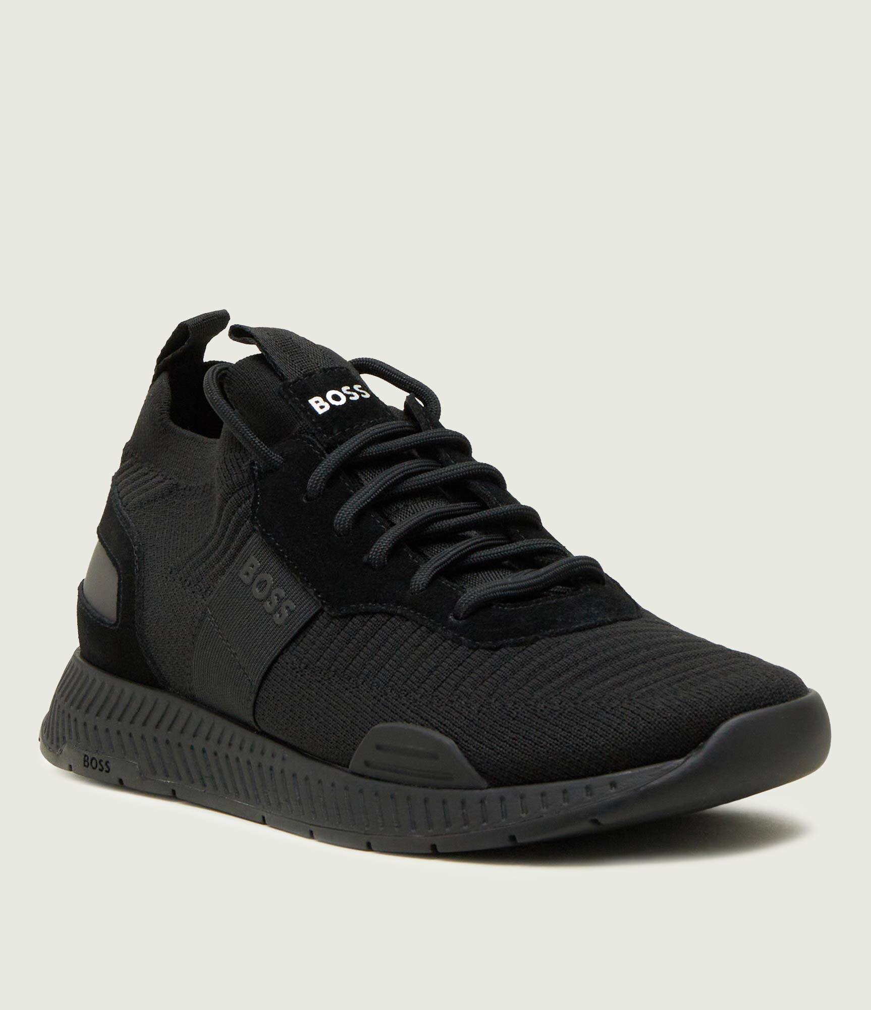 BOSS Black Sneakers Titanium_Runn_knst_N cu adaos de piele
