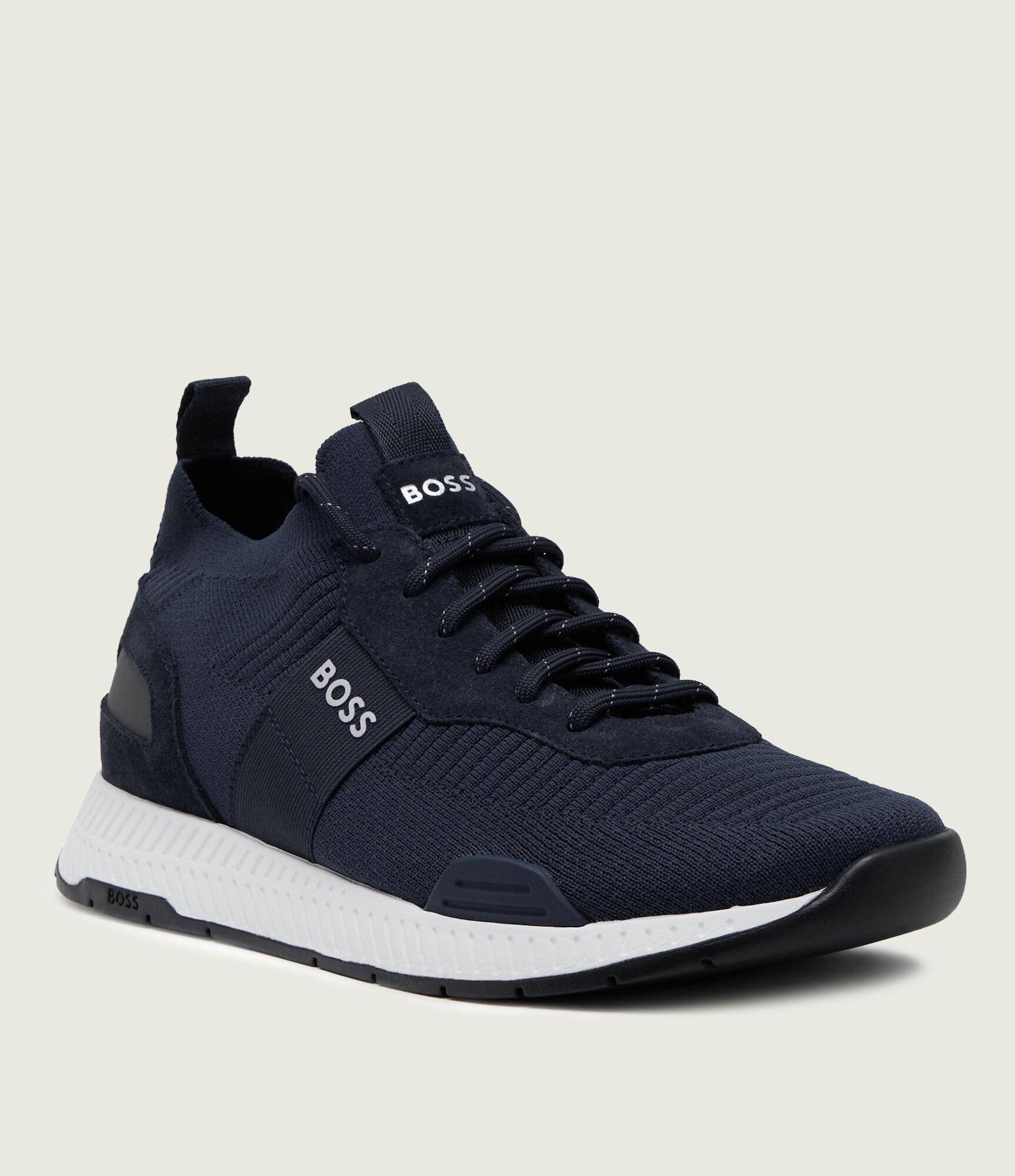 BOSS Black Sneakers Titanium_Runn_knst_N cu adaos de piele