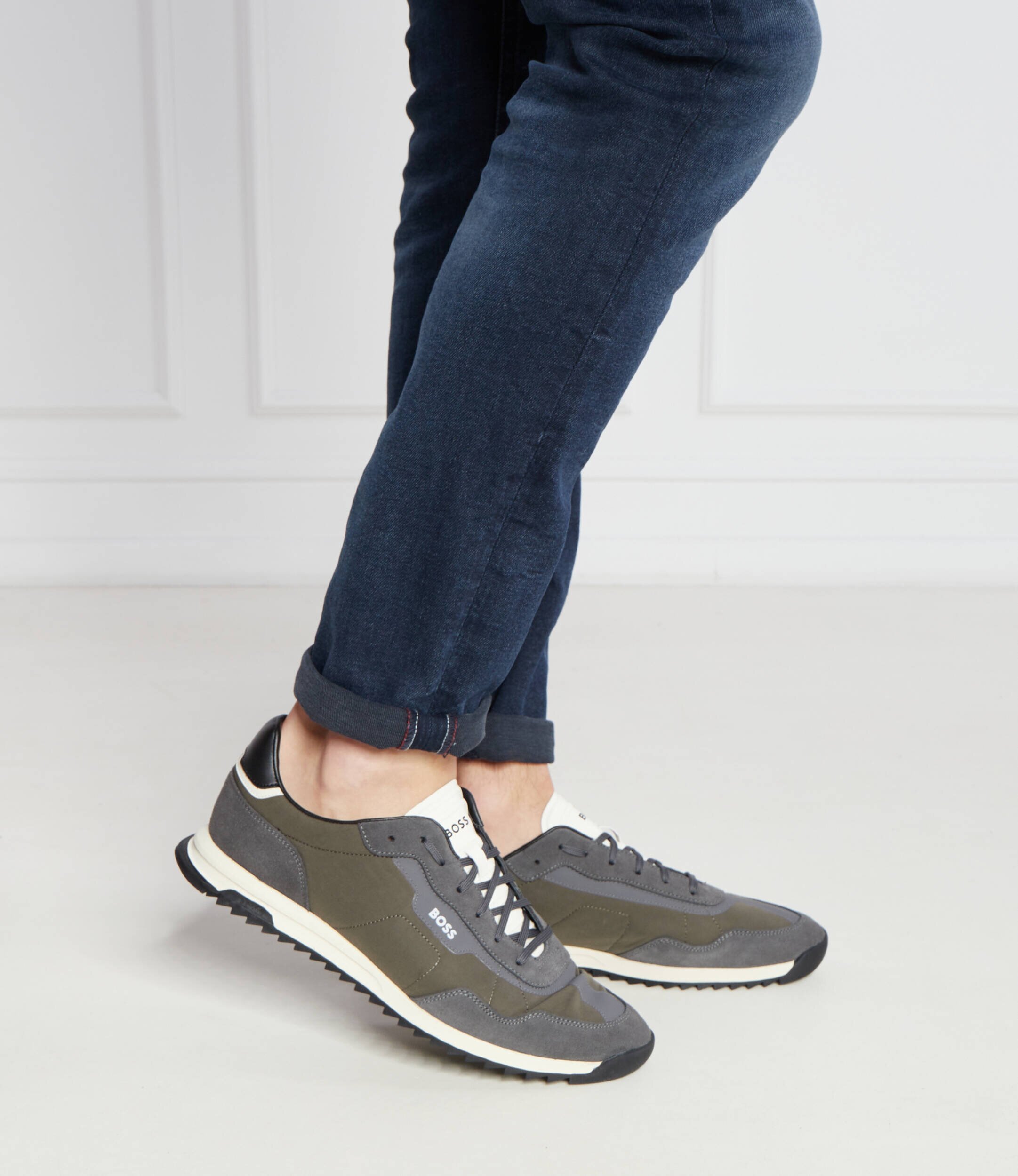 BOSS Black Sneakers Zayn Lowp nysd cu adaos de piele