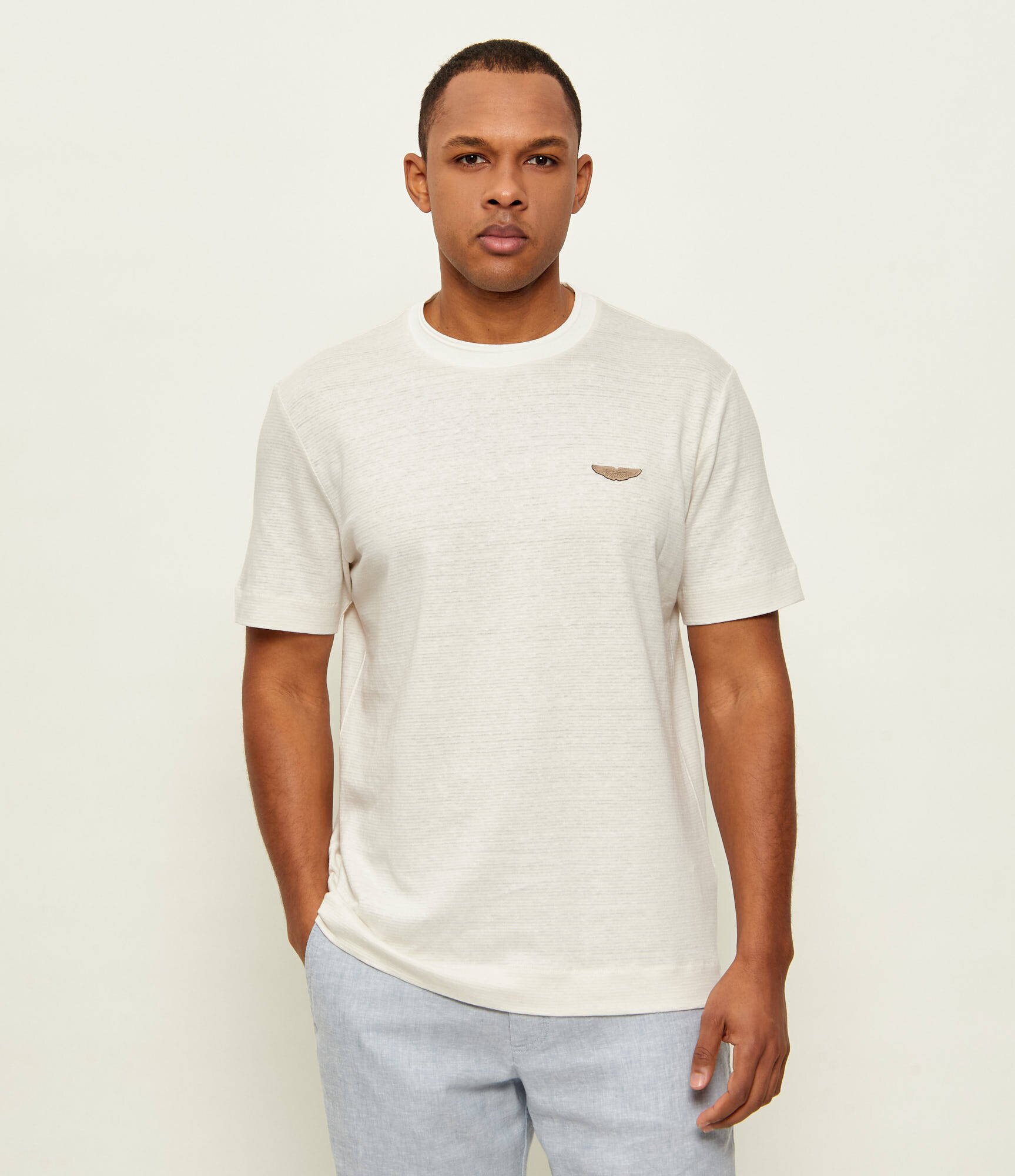 BOSS Black T-shirt C-Taut 248 BOSS X ASTON MARTIN | Regular Fit | z dodatkiem lnu