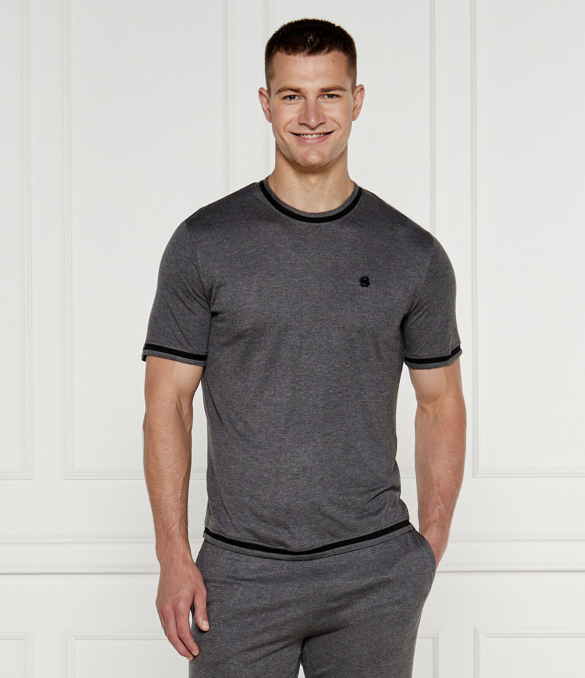 BOSS Black Góra od piżamy | Regular Fit | z dodatkiem jedwabiu
