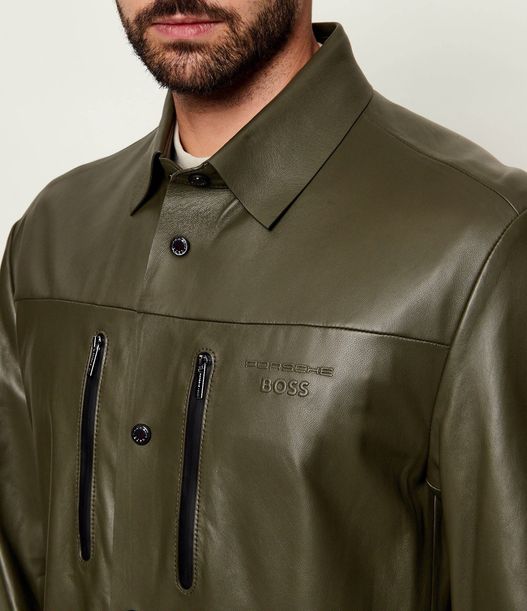 BOSS Green Geacă de piele LH_PS Spirit70 ST | BOSS X PORSCHE | regular fit