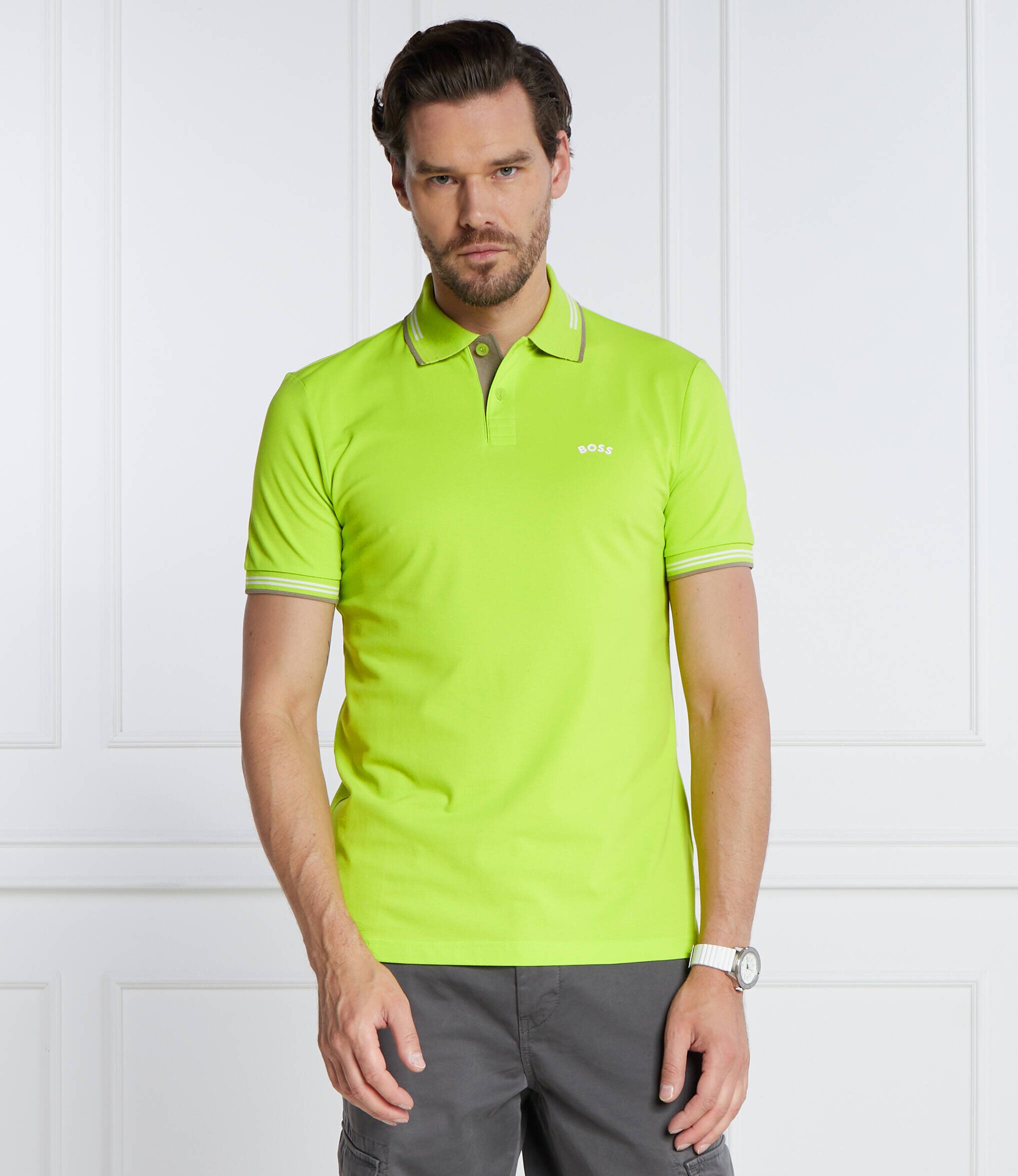 BOSS Green Polo Paul Curved | stretch | Slim Fit