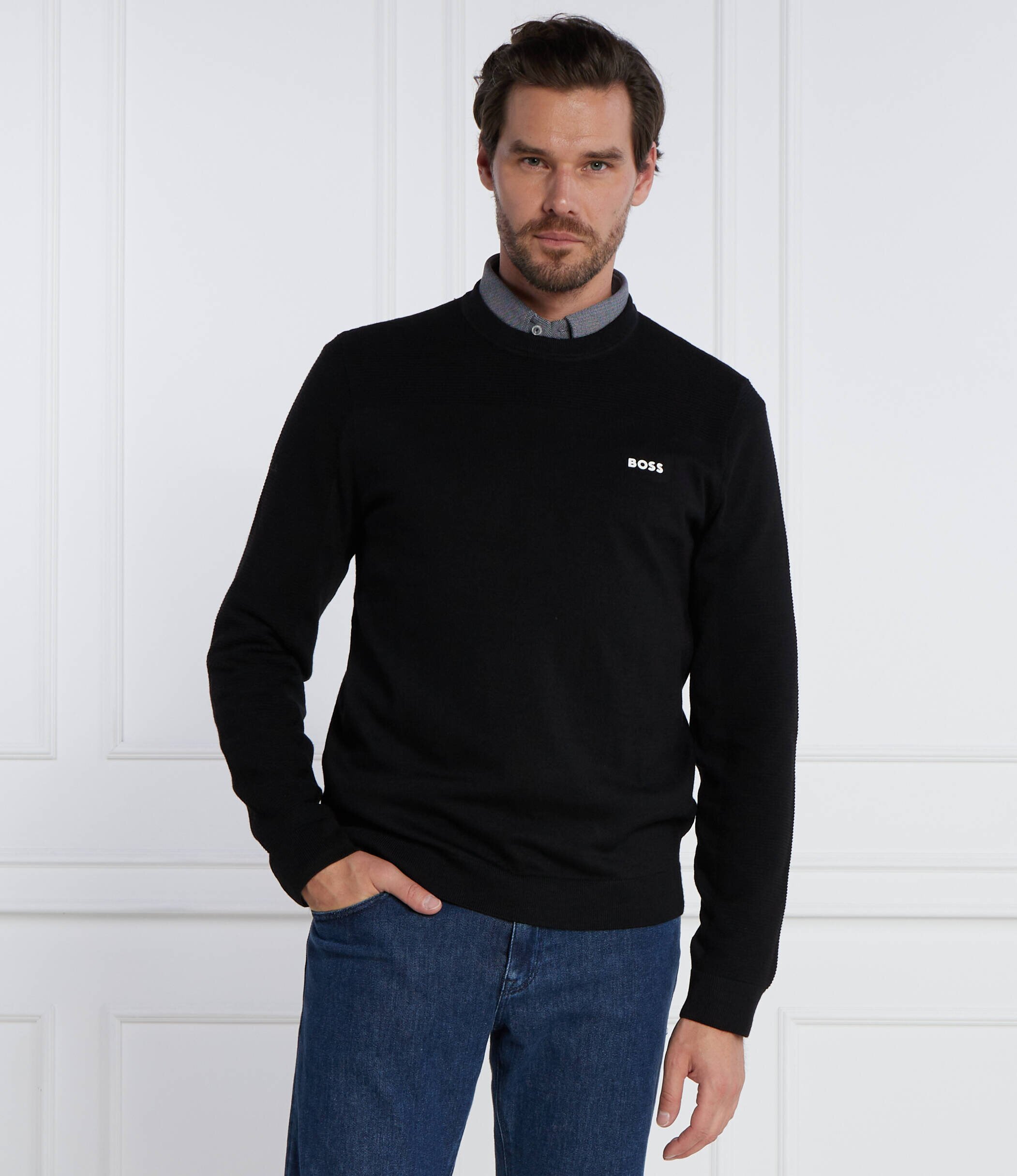 BOSS Green Pulover Momentum-X_CN | Regular Fit cu adaos de lână