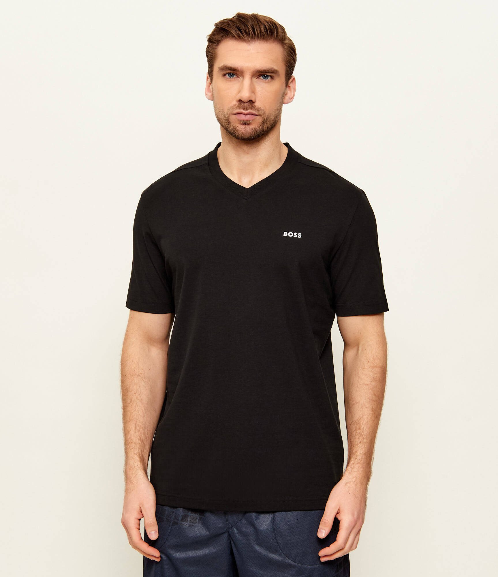BOSS Green Tricou Tee V | Regular Fit | stretch