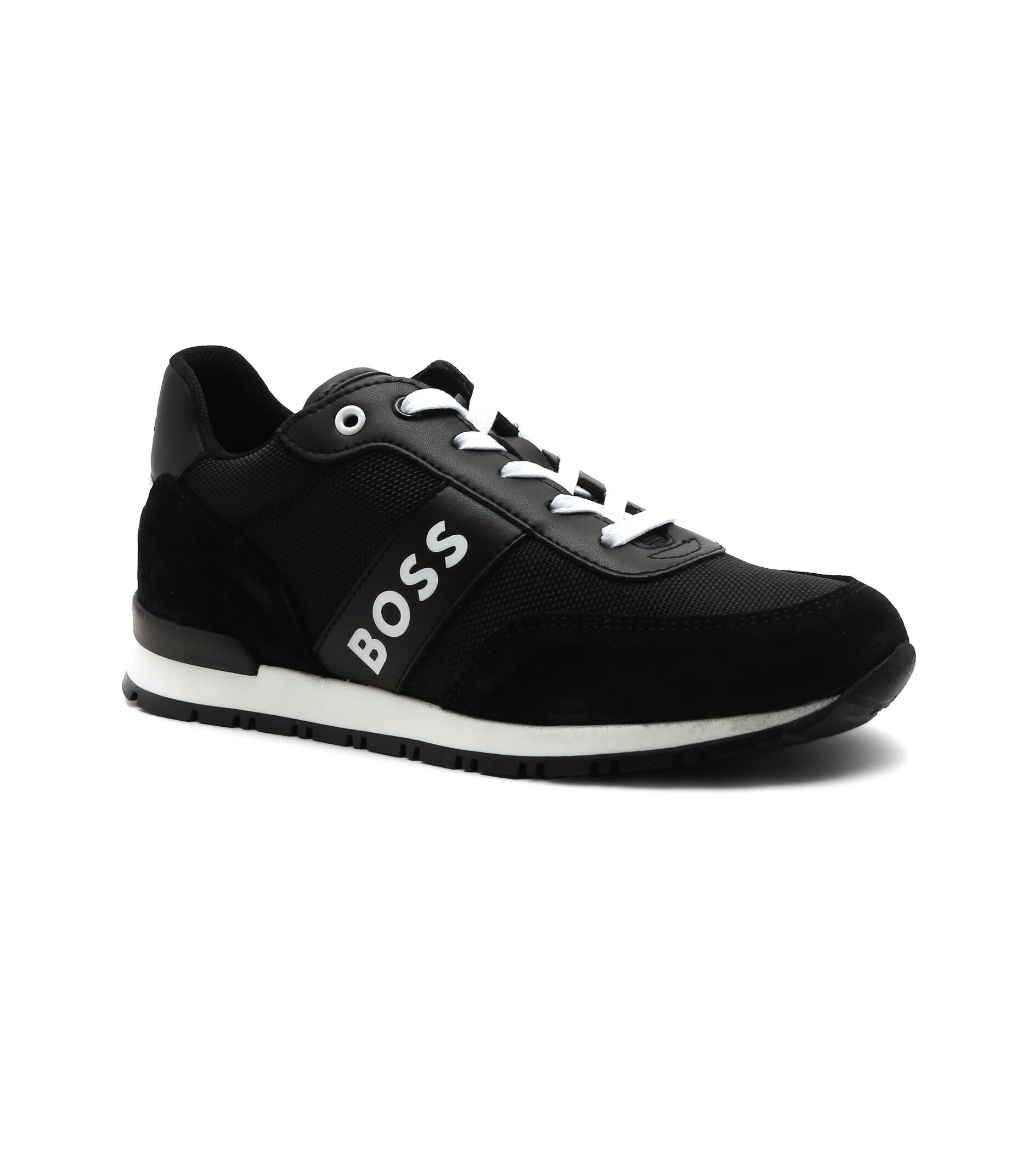 BOSS Kidswear Sneakers cu adaos de piele