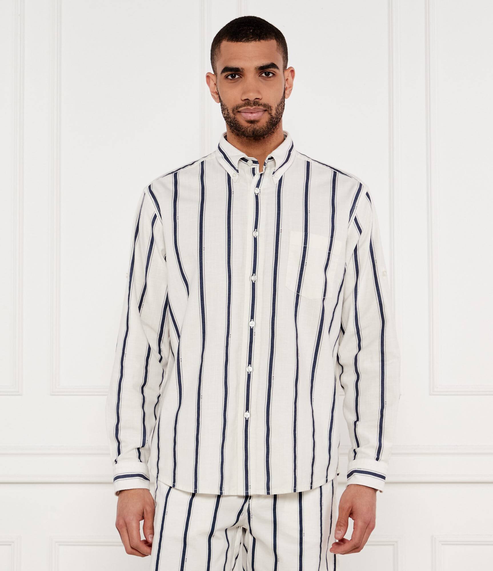 Boss Orange Cămașă Lambey_2_M | Relaxed fit | cu adaos de in