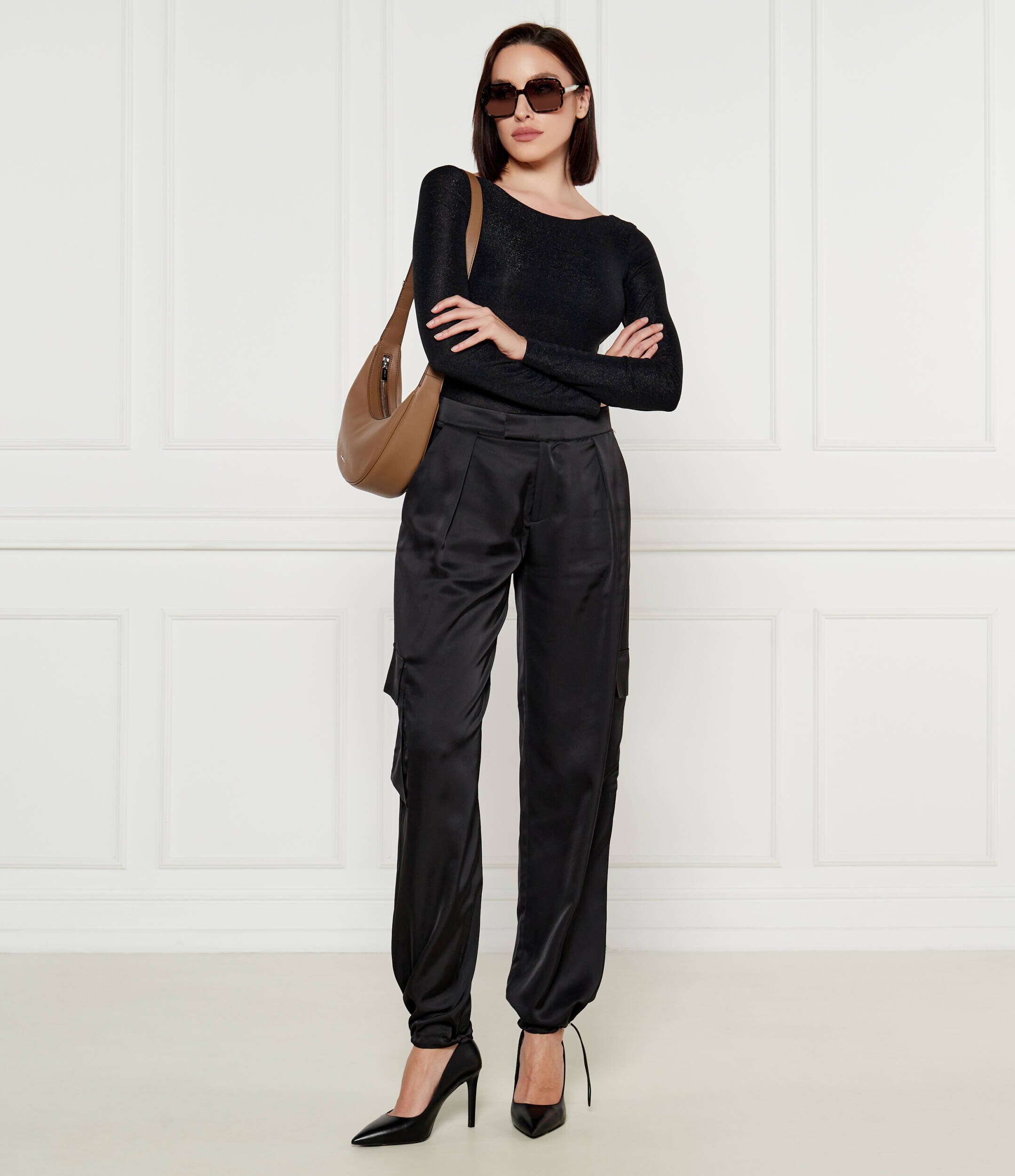 Boss Orange De satin pantaloni cargo C_Targov | Regular Fit