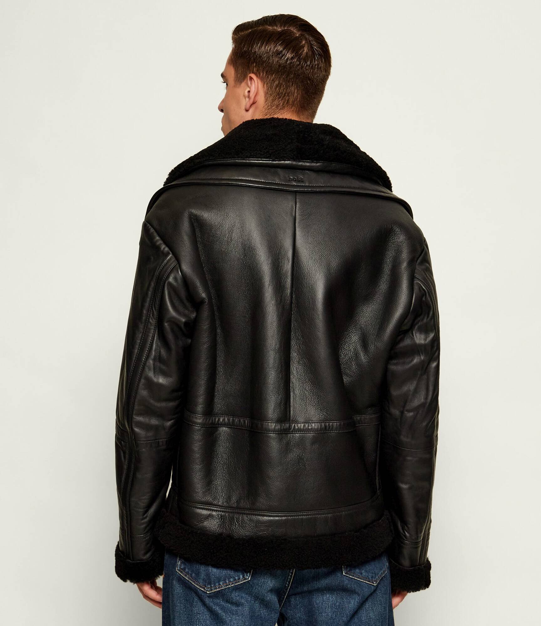 Boss Orange Geacă de piele Joglaci | Relaxed fit | shearling
