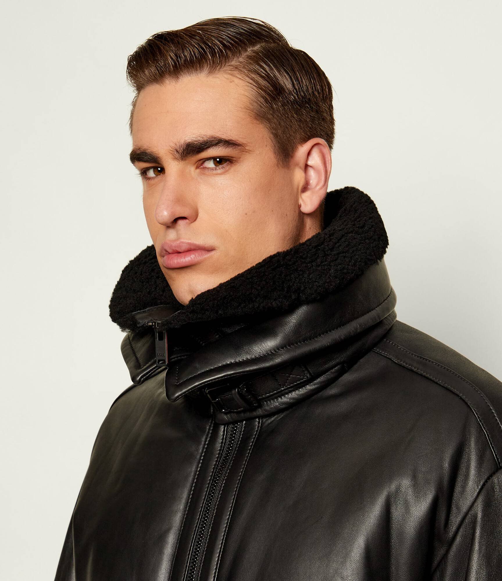 Boss Orange Geacă de piele Joglaci | Relaxed fit | shearling