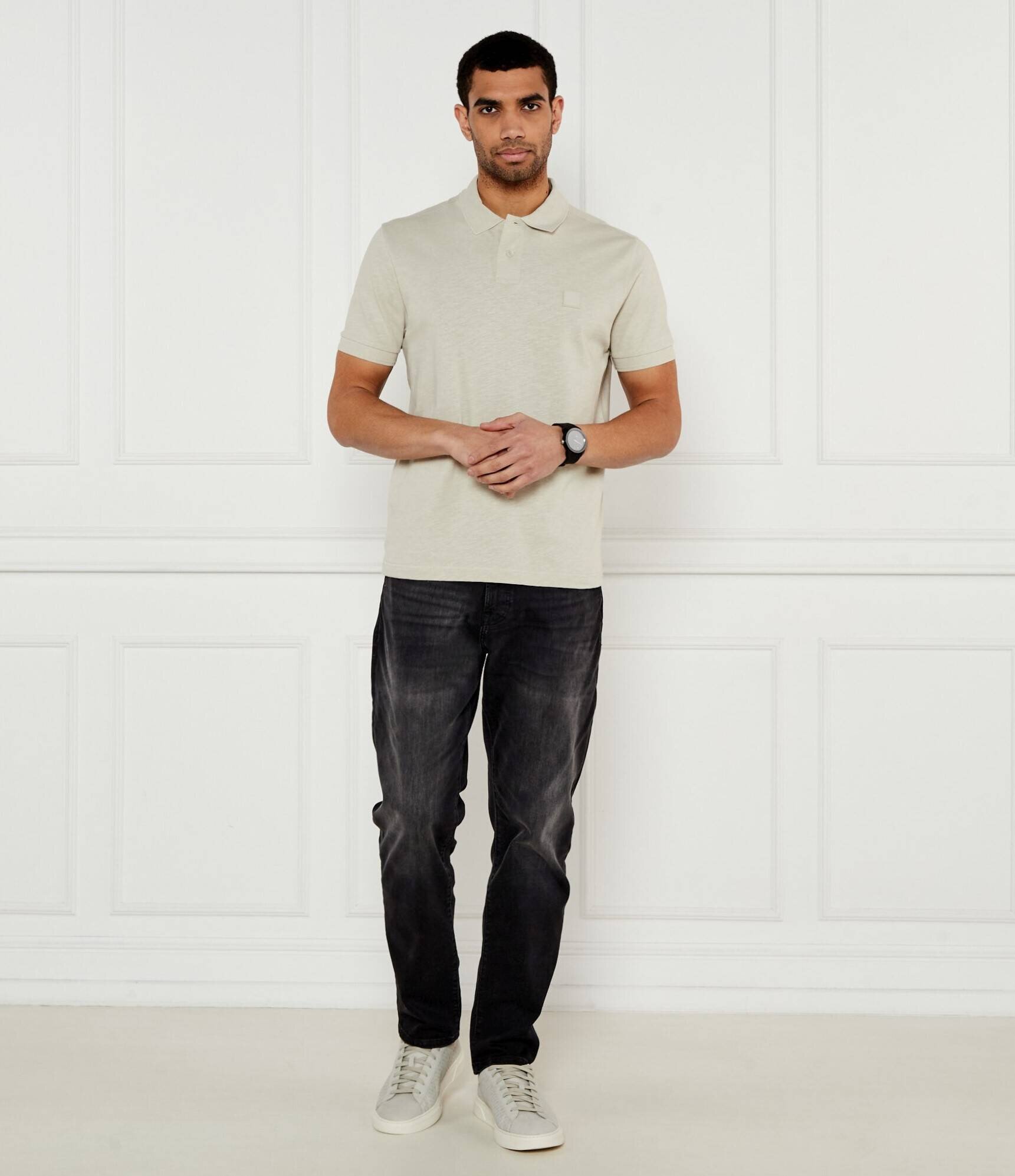Boss Orange Polo Pe_linenlogo | Regular Fit | cu adaos de in