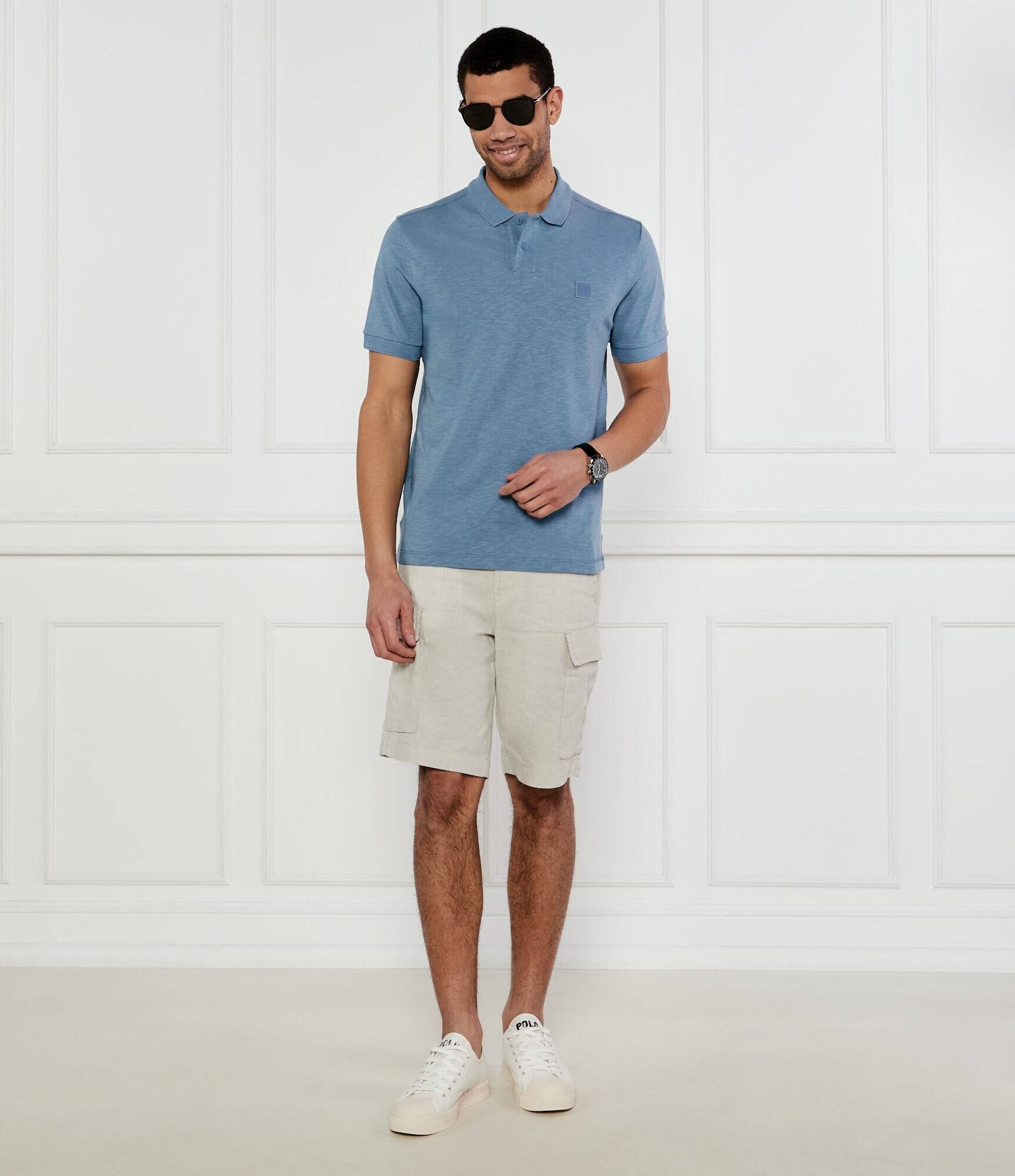 Boss Orange Polo Pe_linenlogo | Regular Fit | cu adaos de in