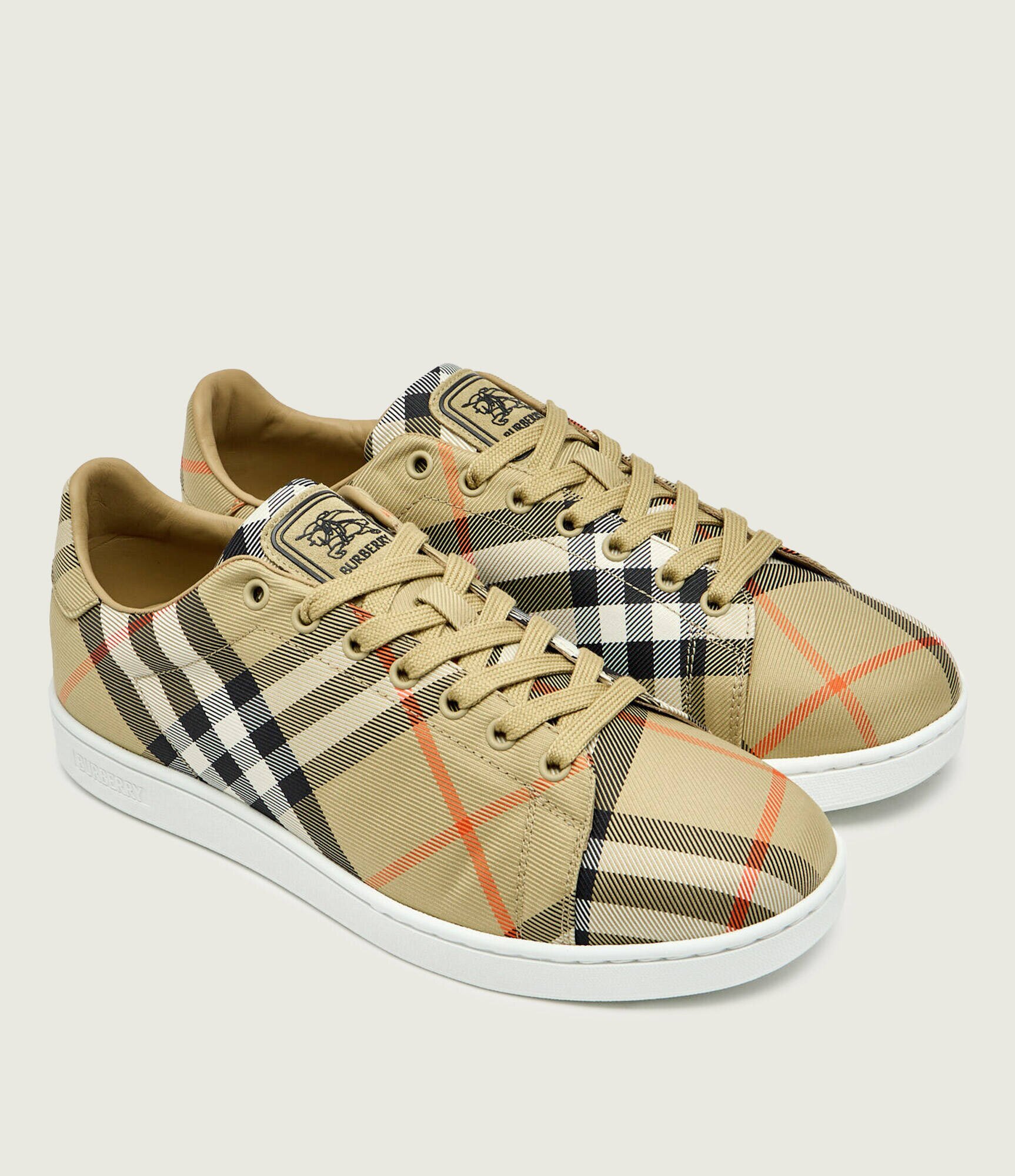 Burberry Sneakers Check Set cu adaos de piele