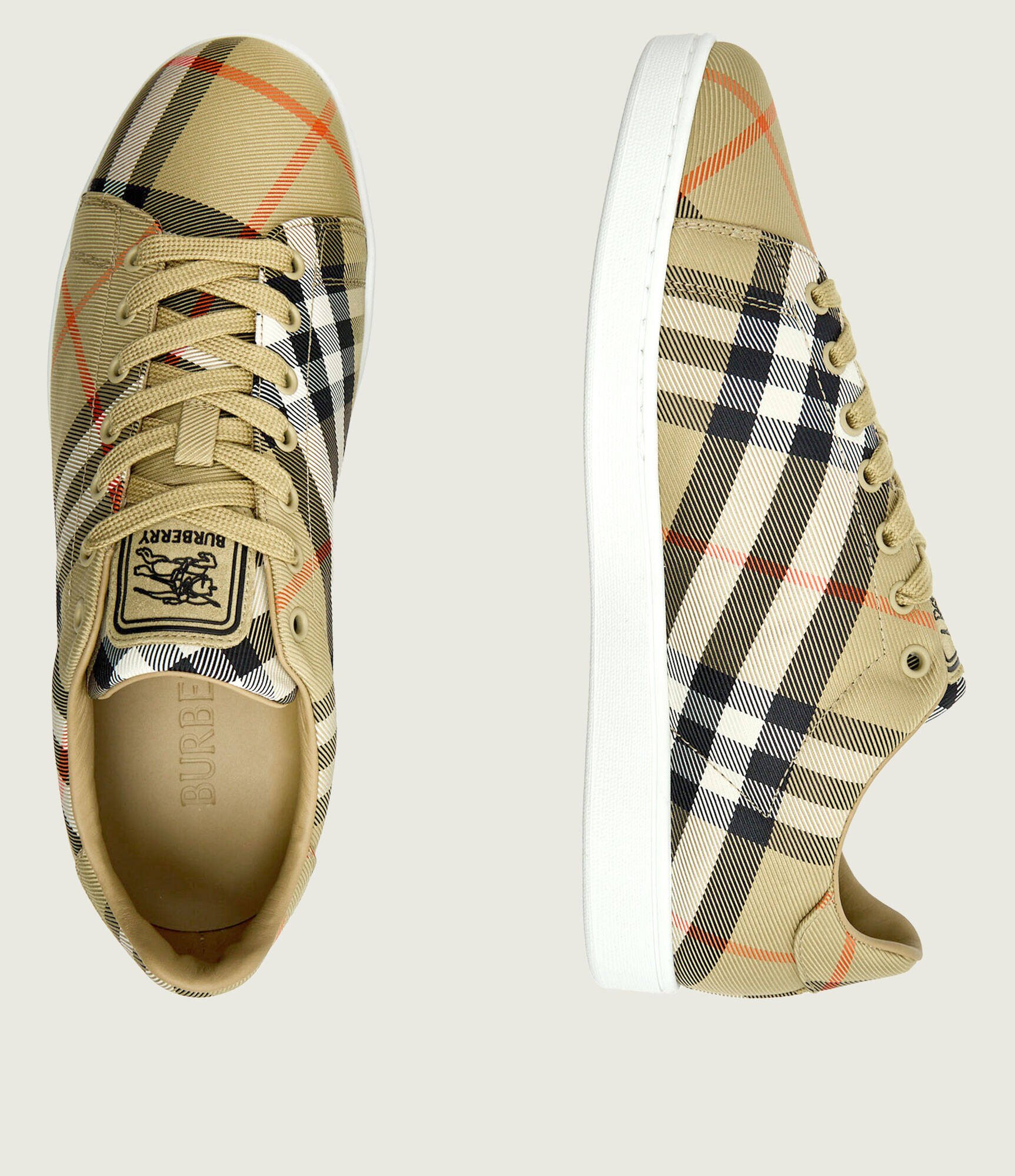 Burberry Sneakers Check Set cu adaos de piele
