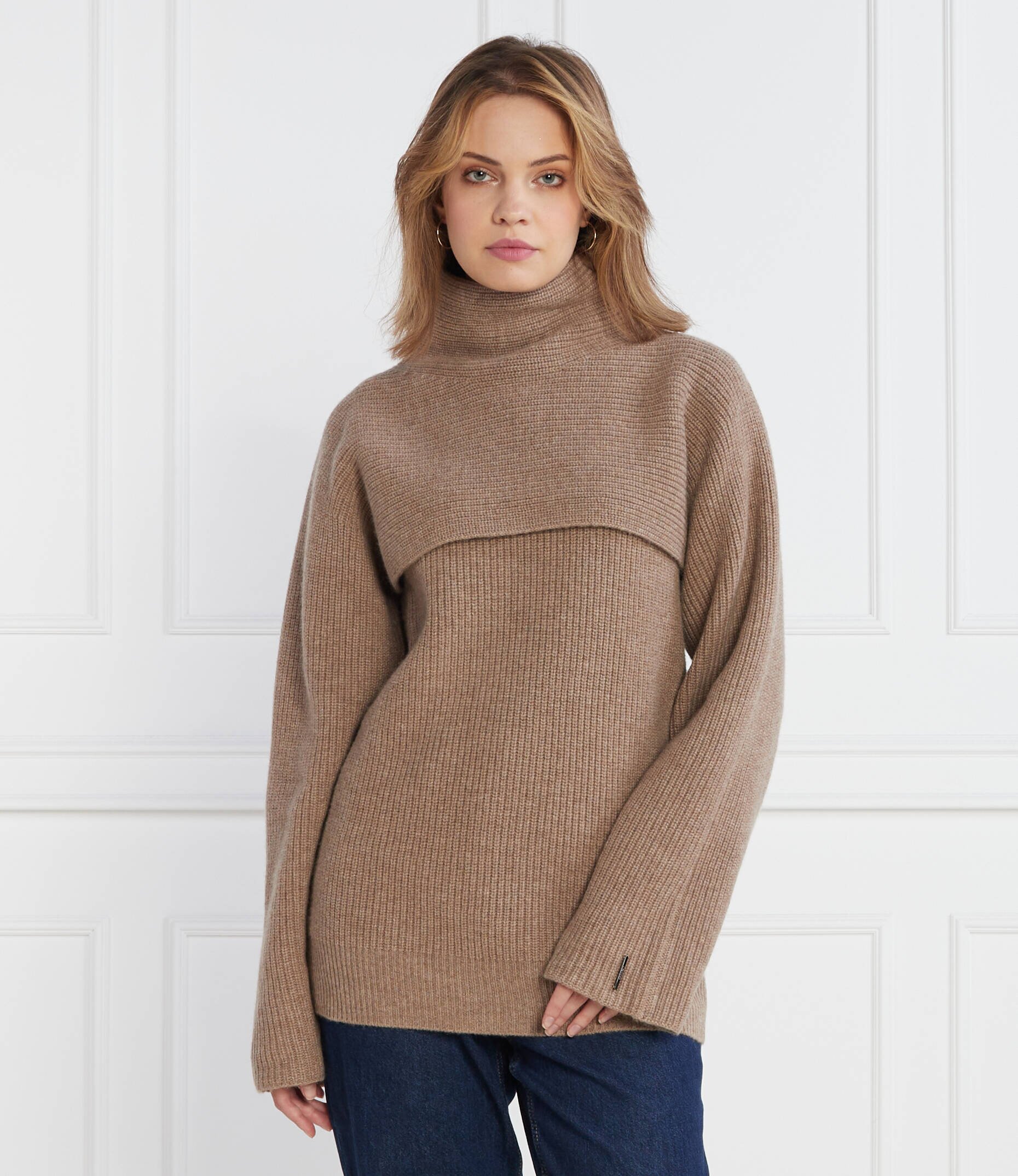 Calvin Klein De lână maletă RECYCLED OVERLAY SWEATER | Regular Fit