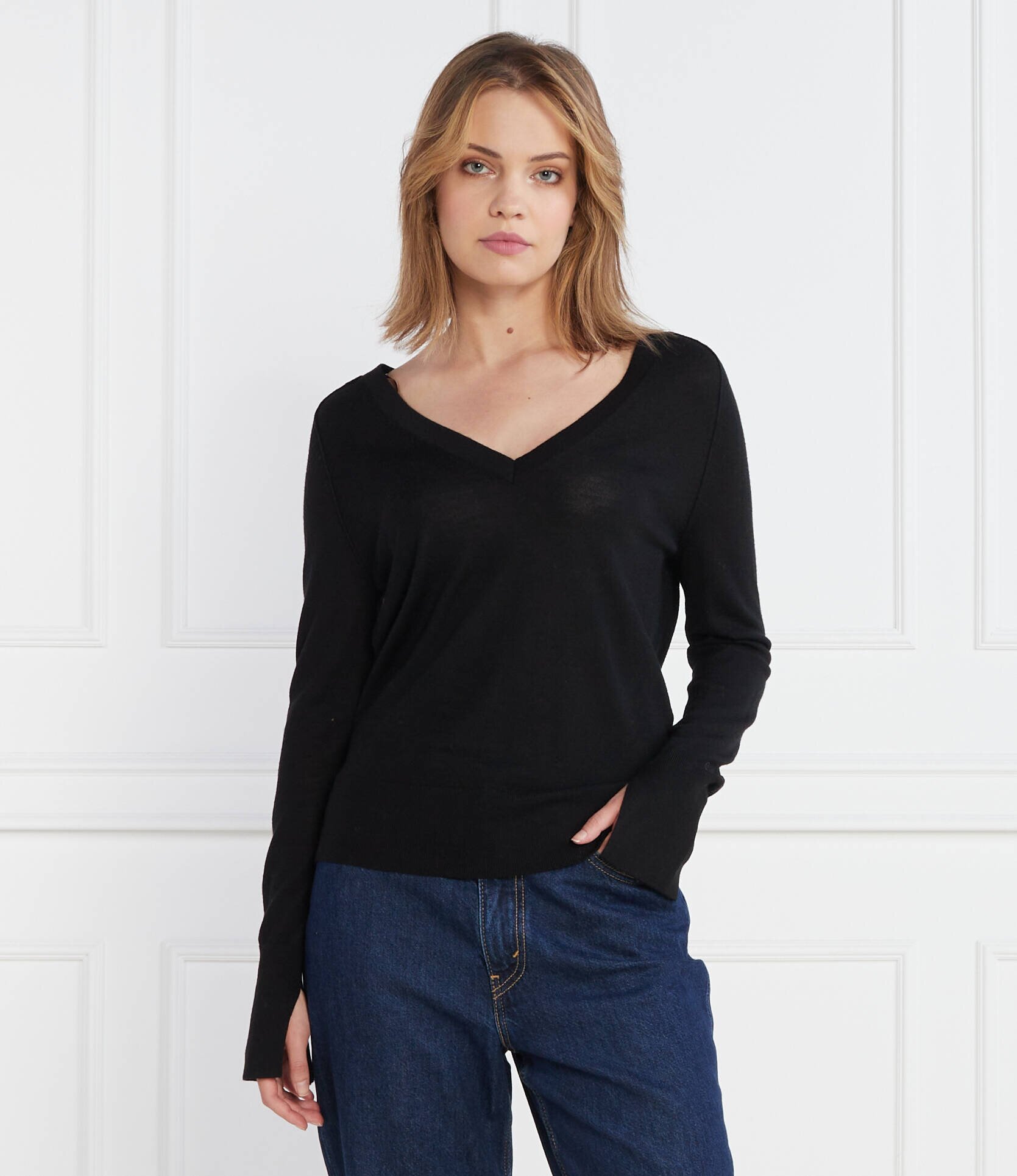 Calvin Klein De lână pulover EXTRA FINE V-NK | Regular Fit