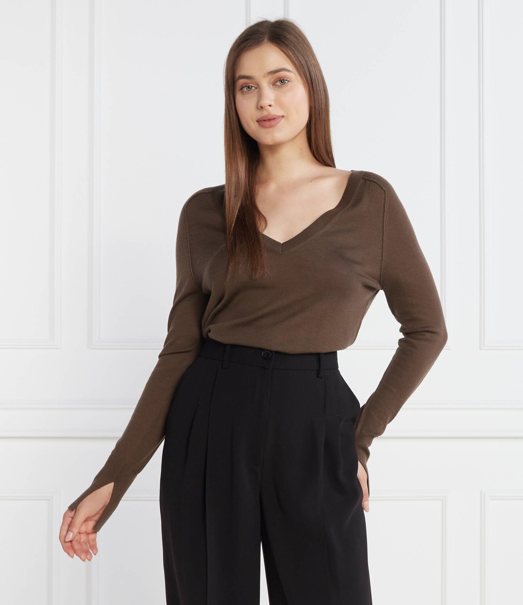 Calvin Klein De lână pulover EXTRA FINE V-NK | Regular Fit