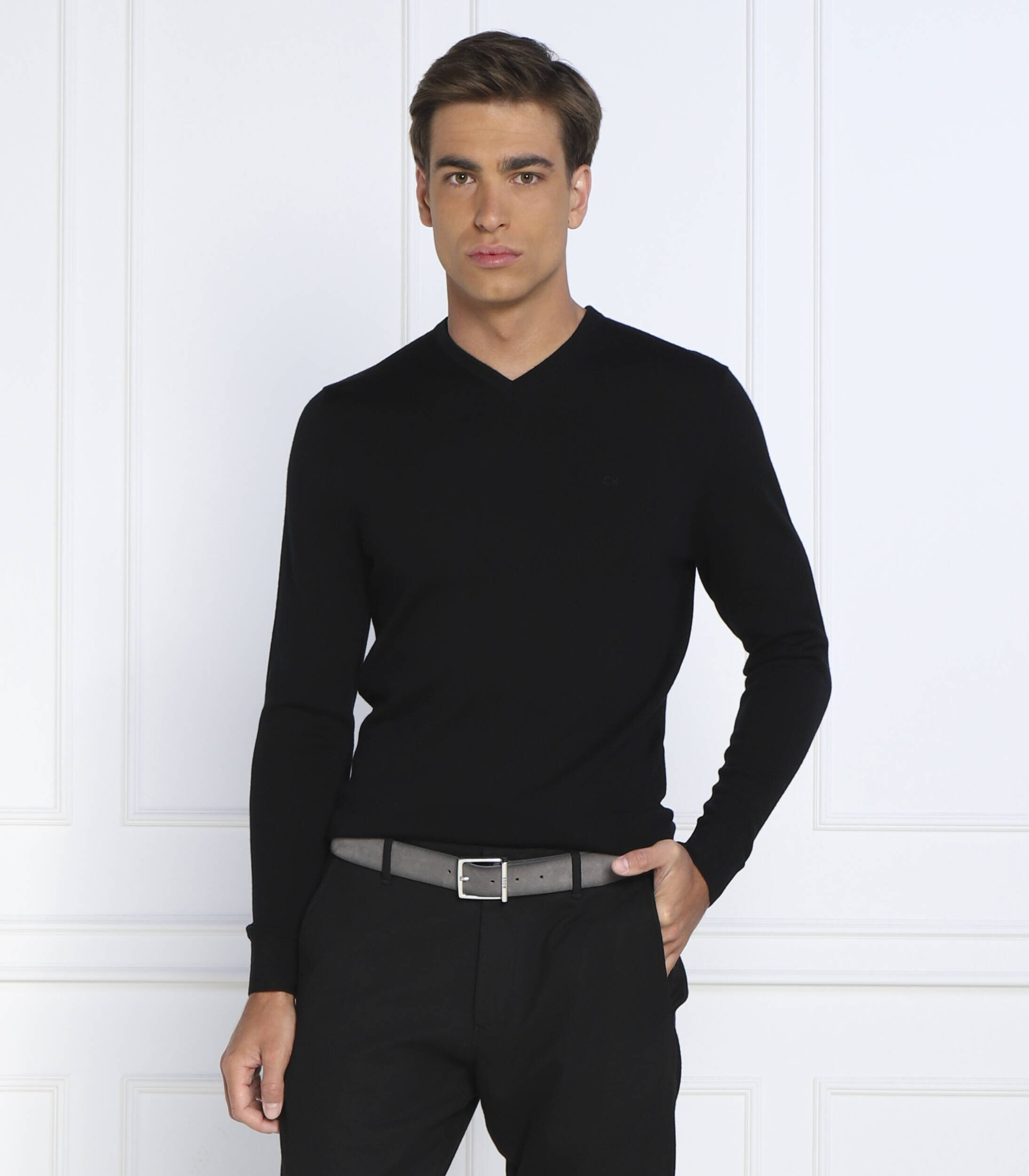 Calvin Klein de lână pulover superior | slim fit