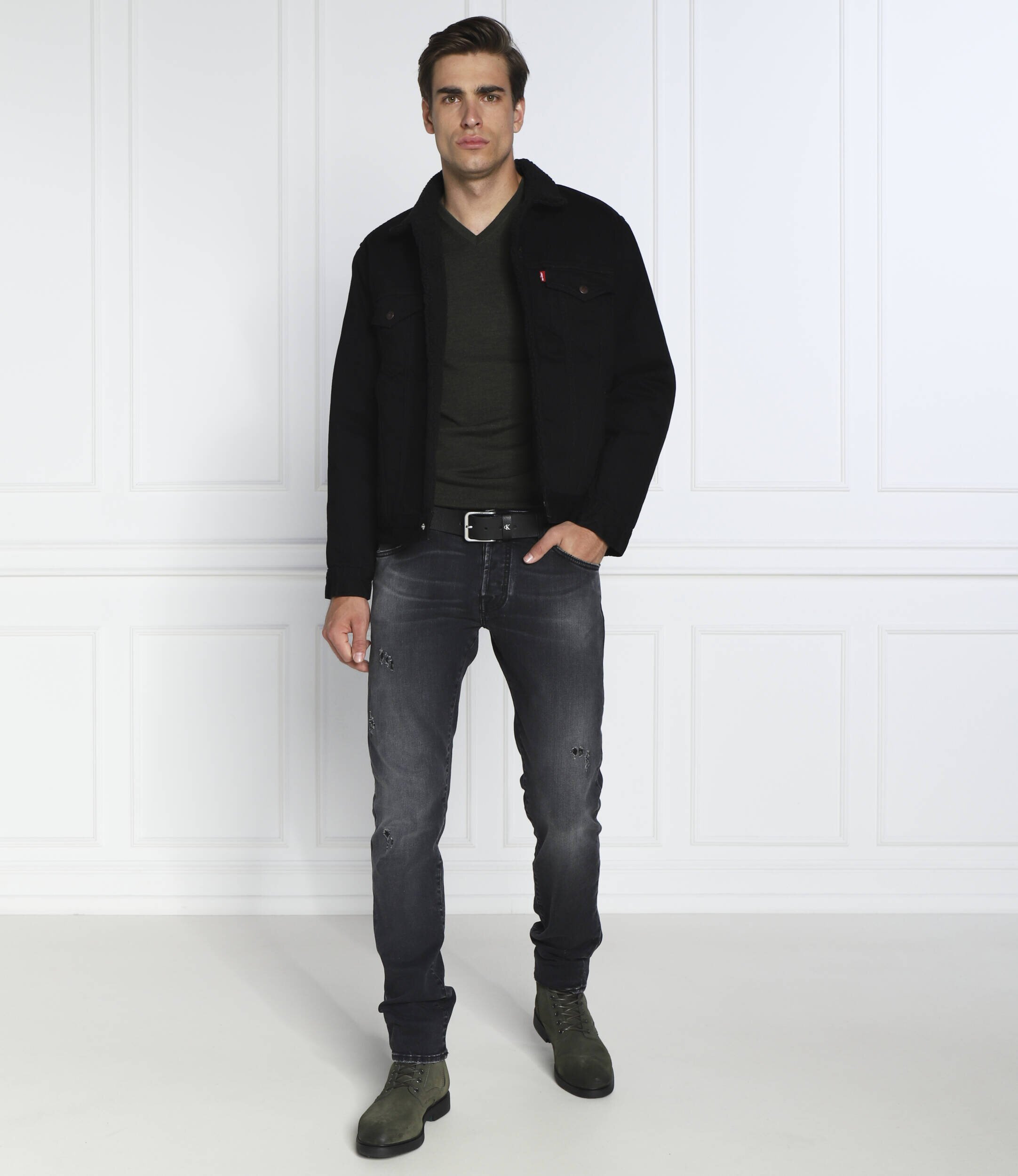 Calvin Klein de lână pulover superior | slim fit