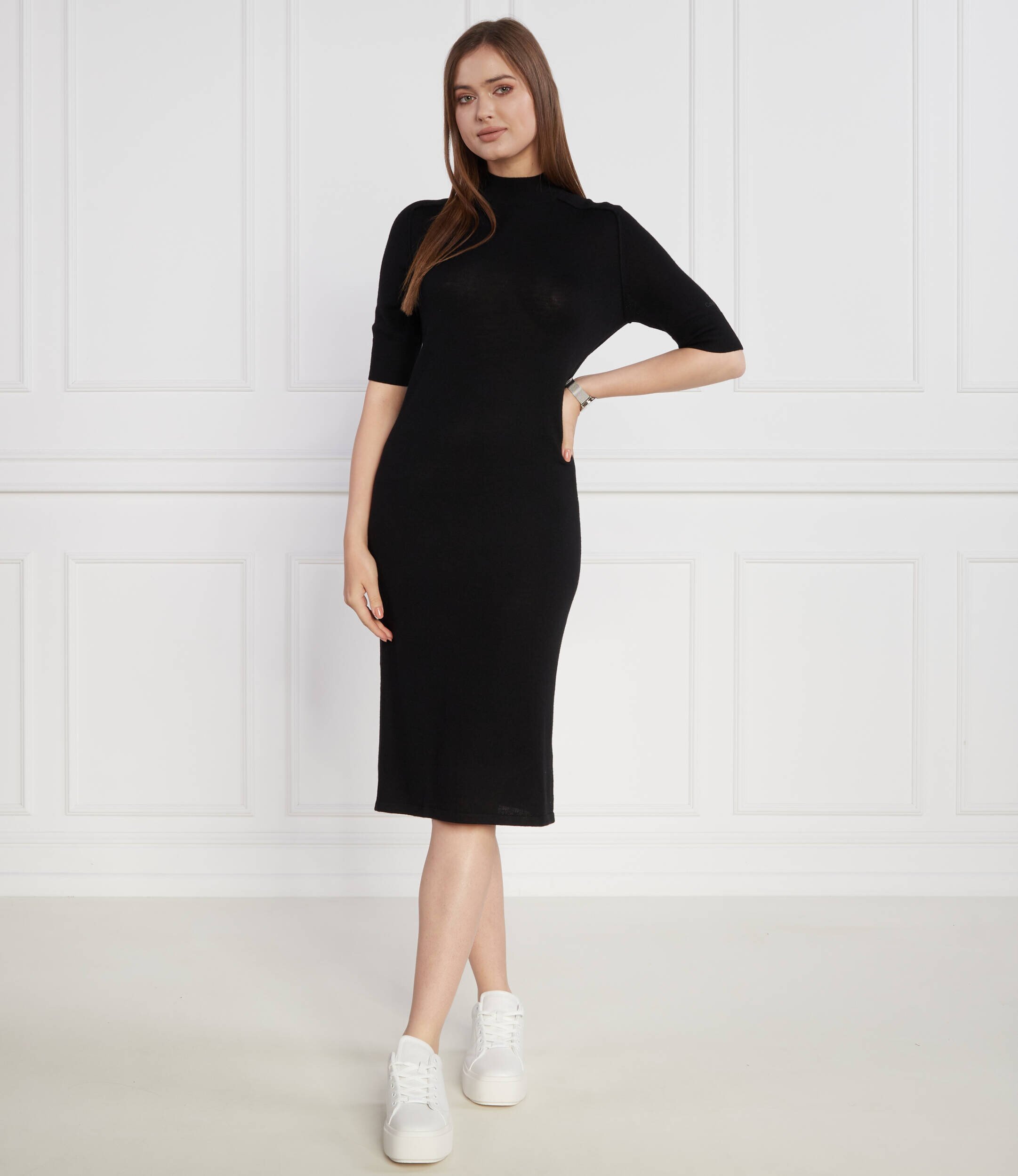 Calvin Klein de lână rochie extra fine 1/2 sleeve