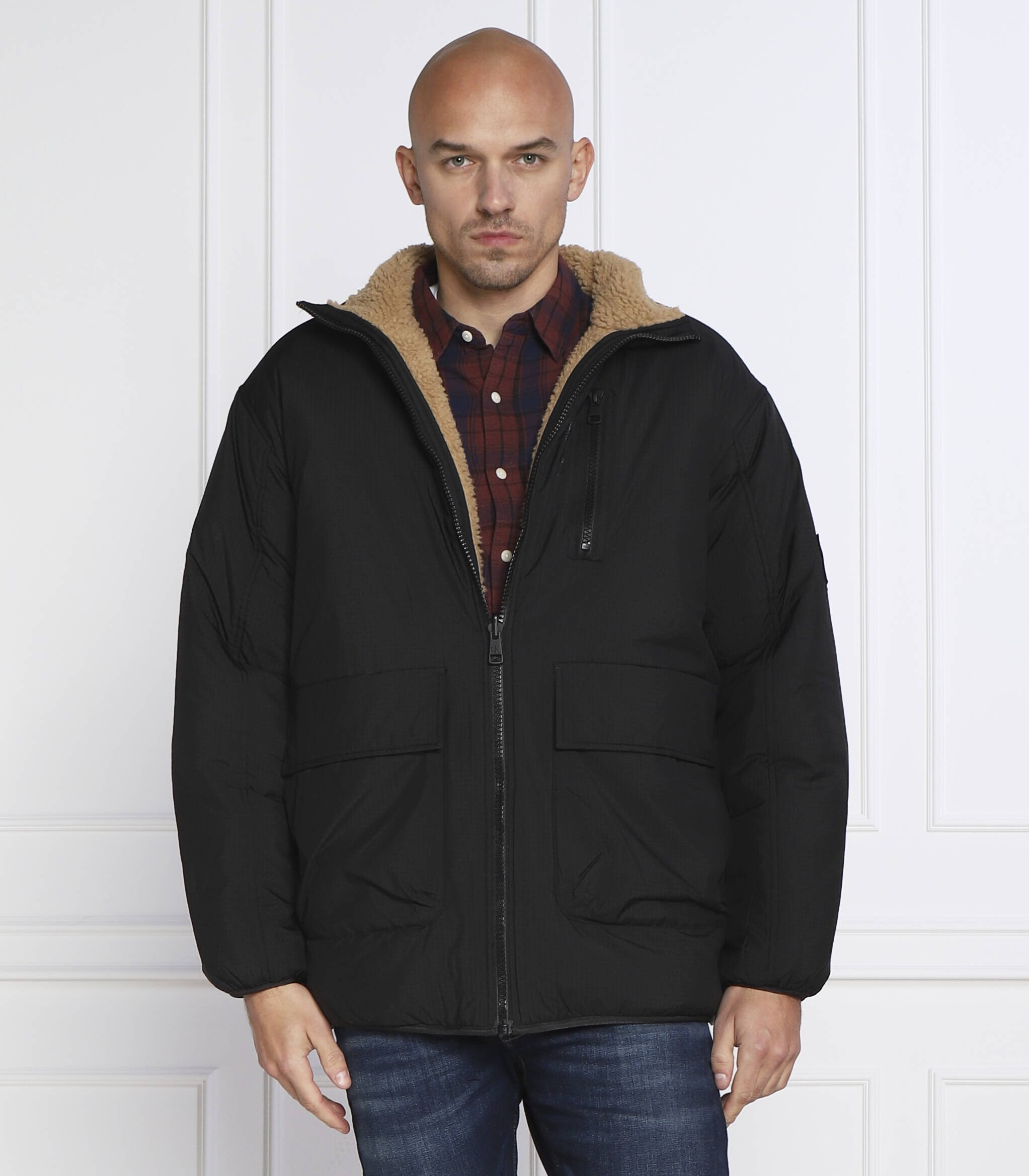 Calvin Klein Jeans Cu două fețe geacă REVERSIBLE SHERPA | Regular Fit