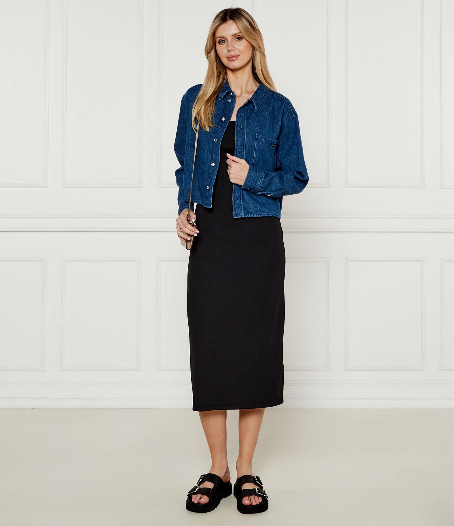 Calvin Klein Jeans De blugi cămașă | Cropped Fit | cu adaos de in