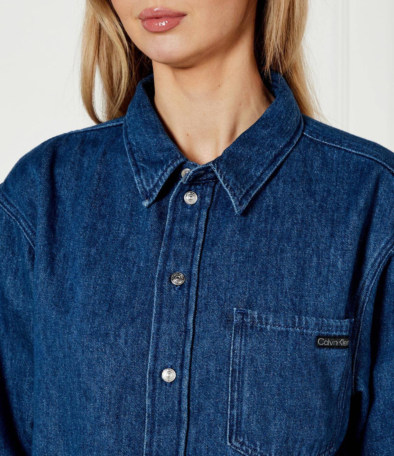Calvin Klein Jeans De blugi cămașă | Cropped Fit | cu adaos de in