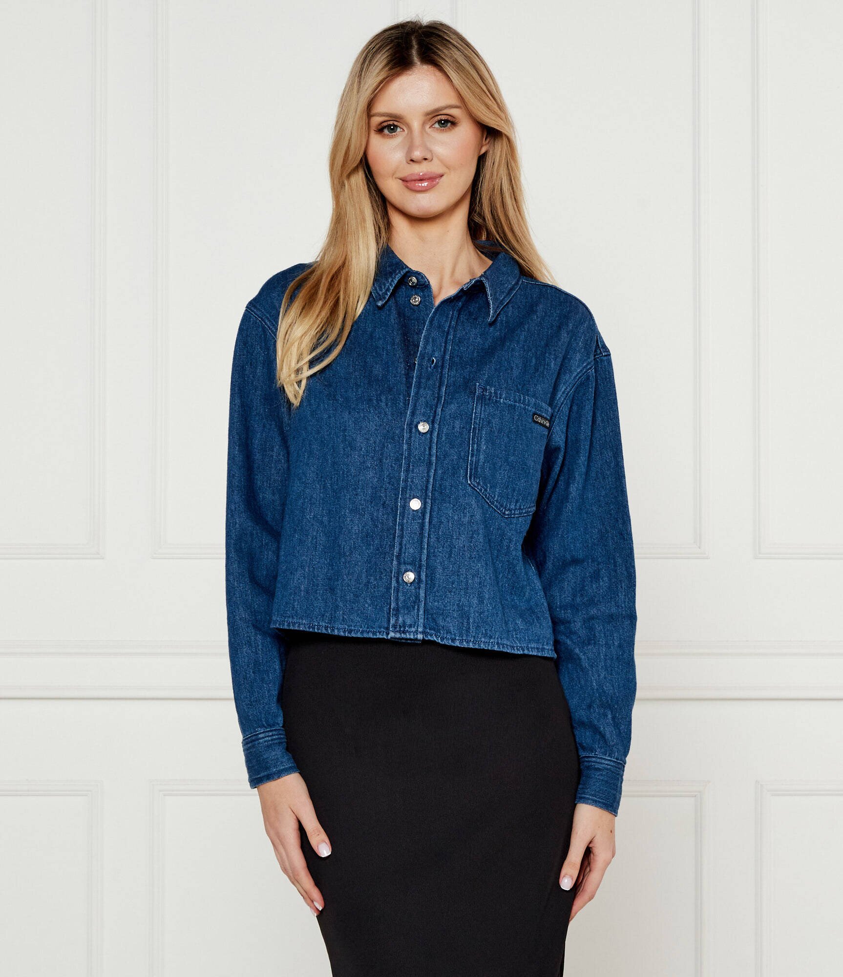 Calvin Klein Jeans De blugi cămașă | Cropped Fit | cu adaos de in