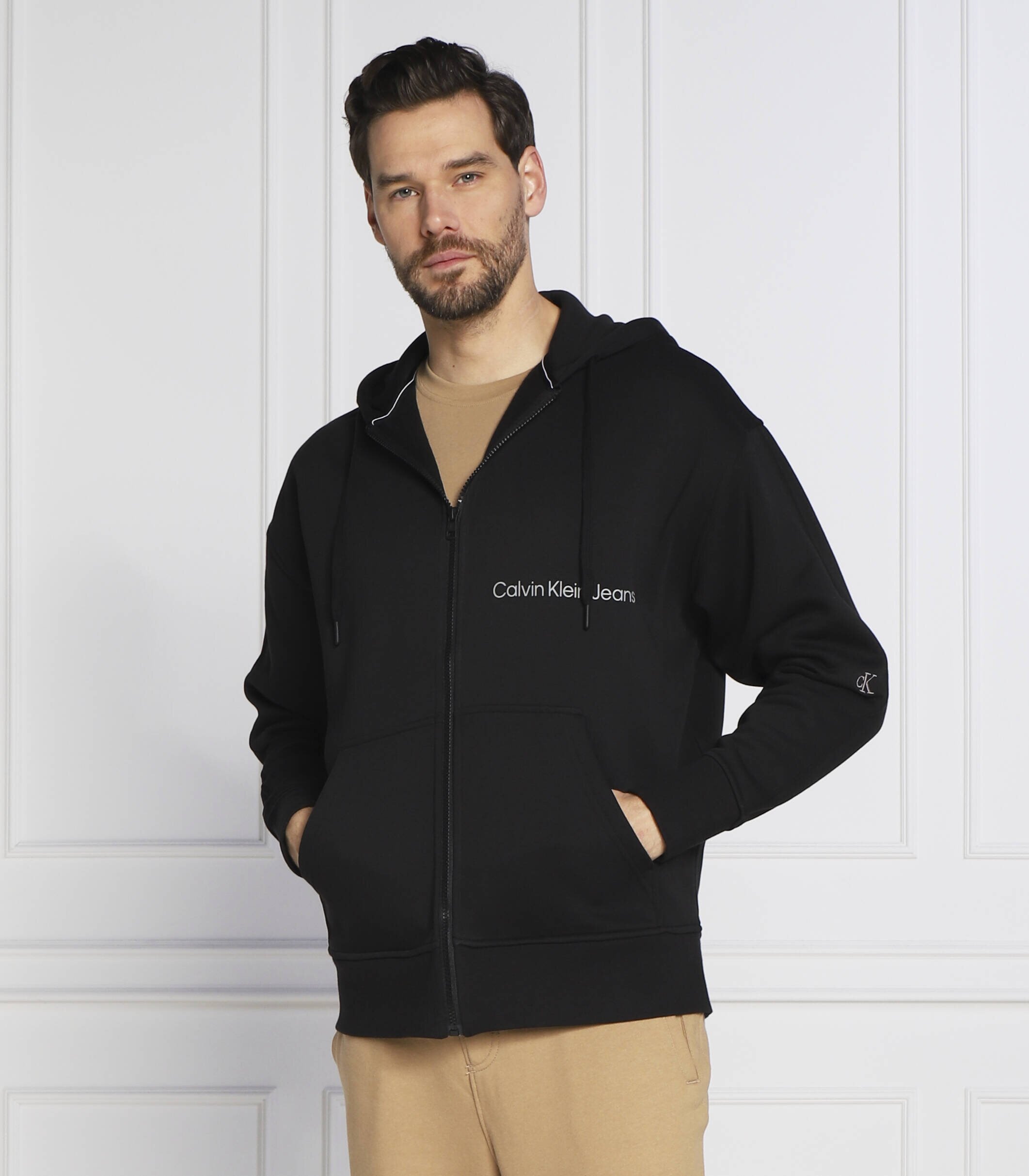 Calvin Klein Jeans Hanorac OFF PLACED INSTIT ZIP-THROUGH | Regular Fit