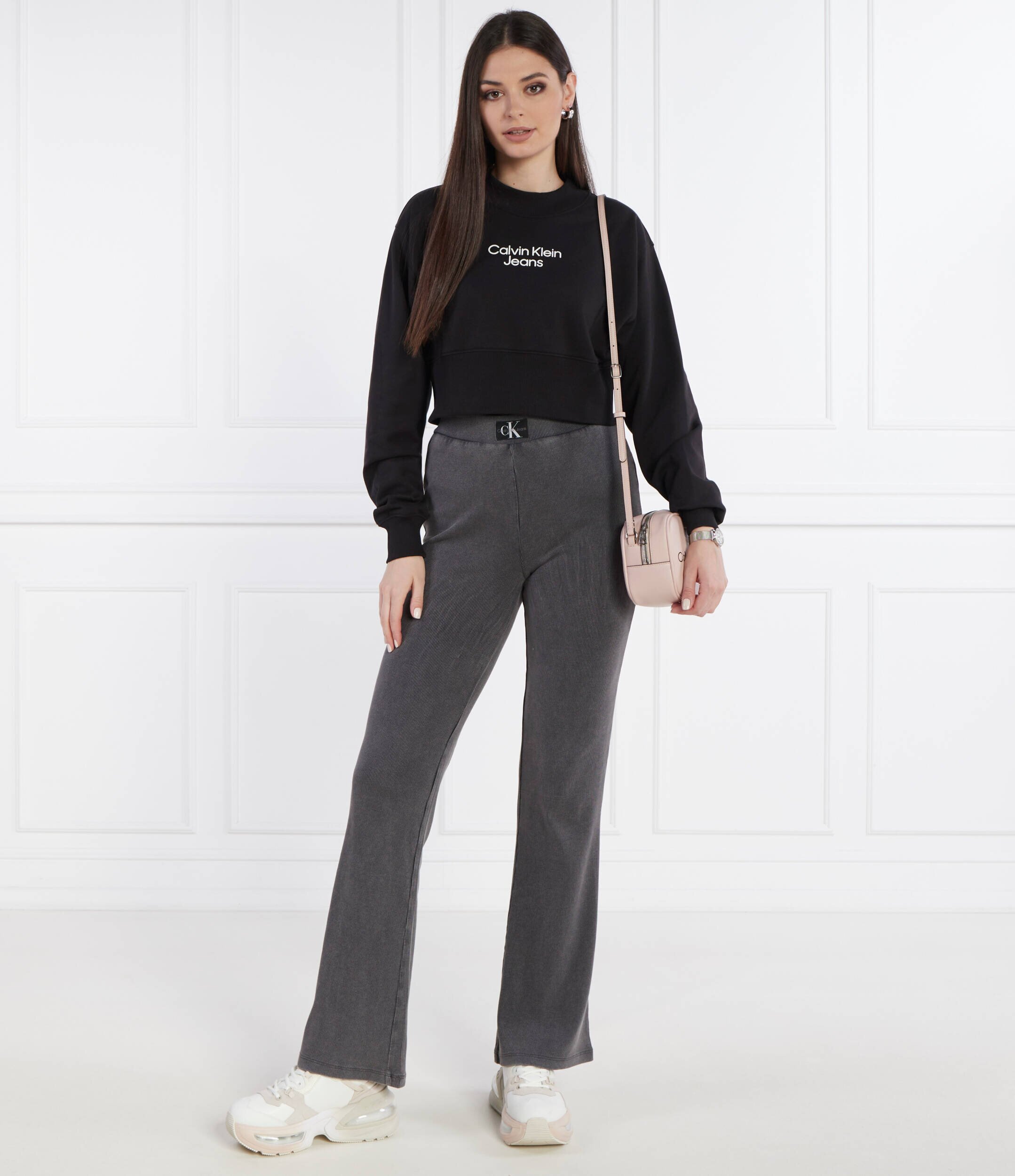 Calvin Klein Jeans Hanorac STACKED INSTITUTIONAL | Cropped Fit