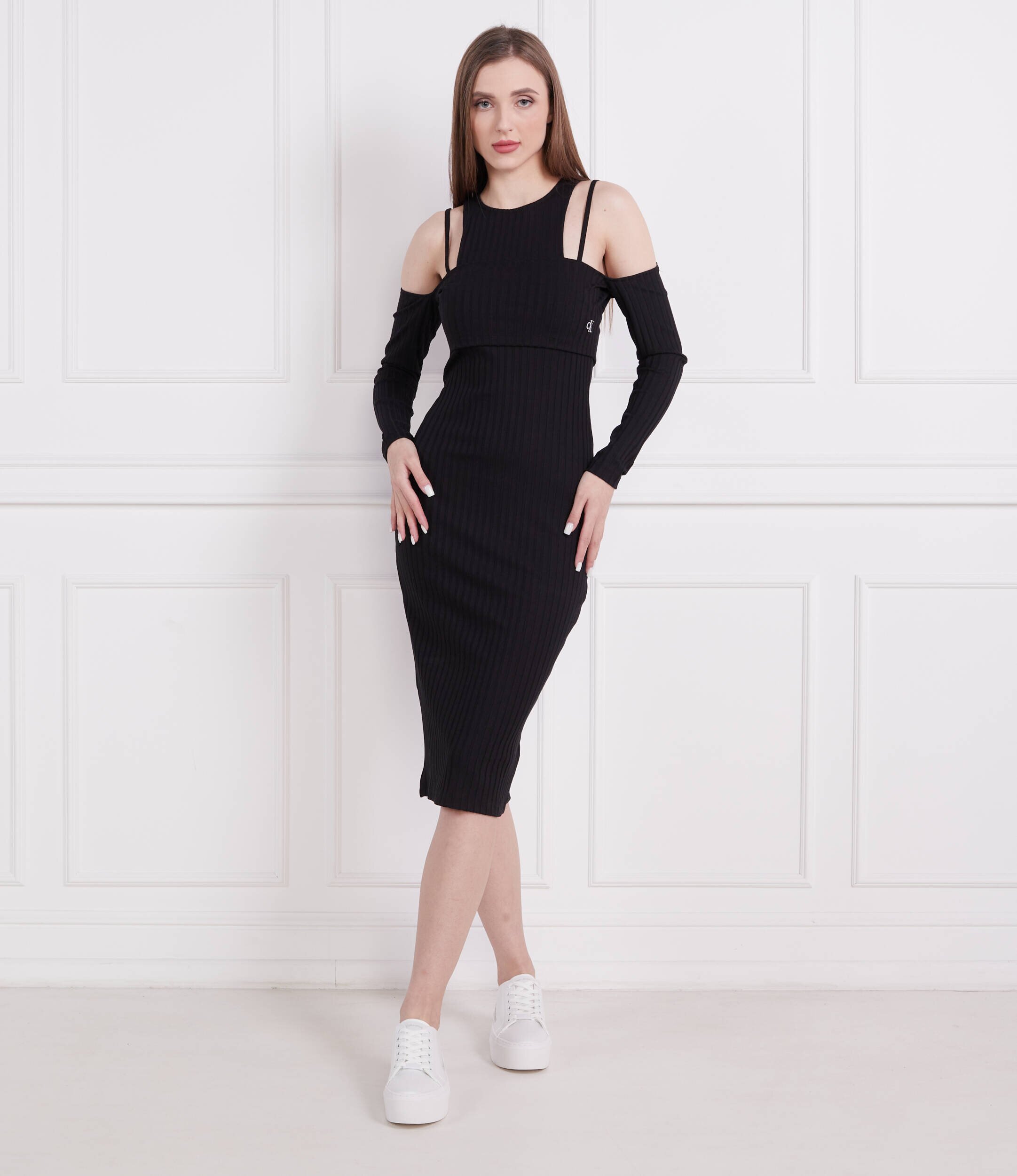 Calvin Klein Jeans Rochie RIB DOUBLE LAYER