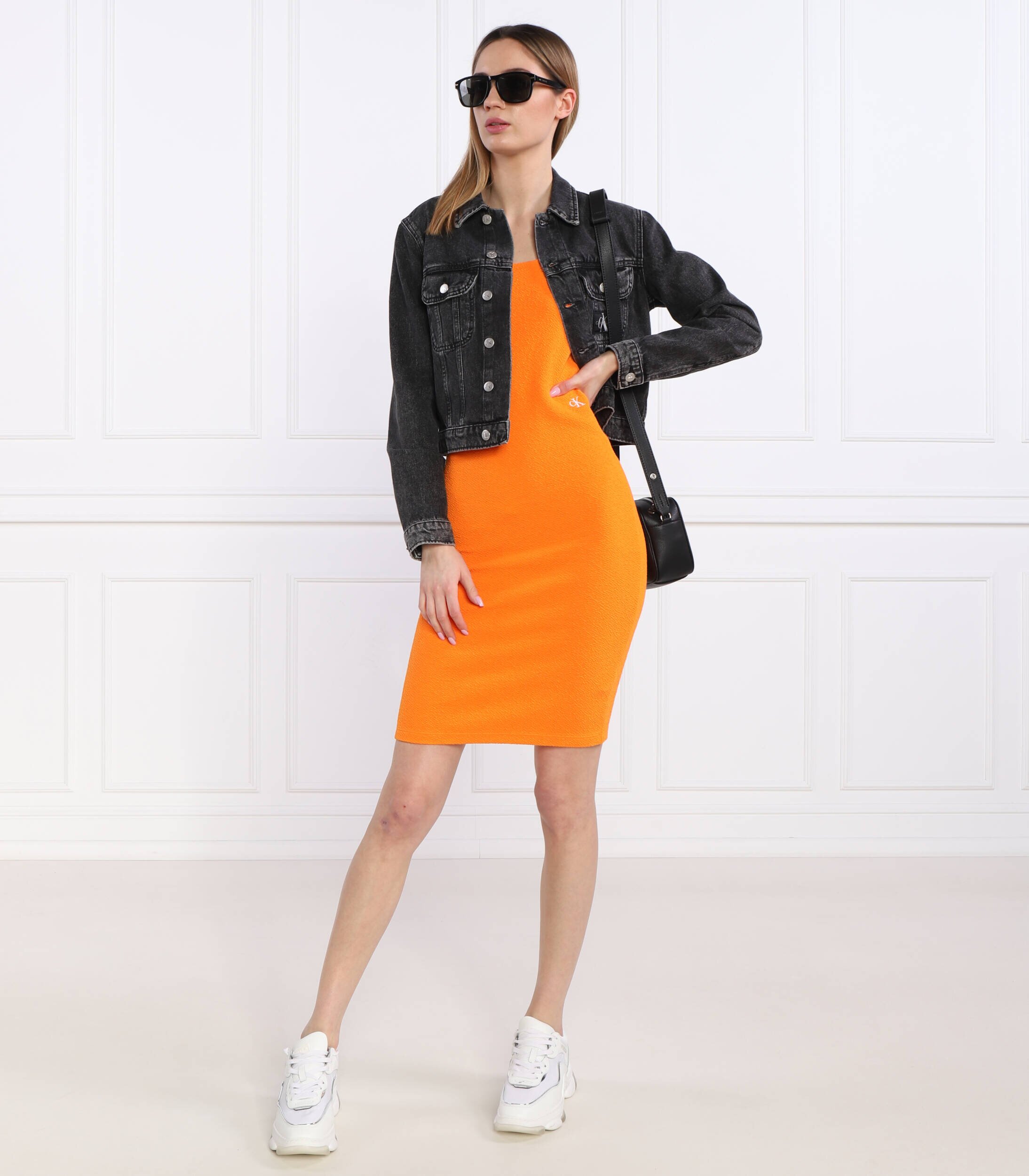 Calvin Klein Jeans Rochie SLUB RIB STRAPPY DRESS