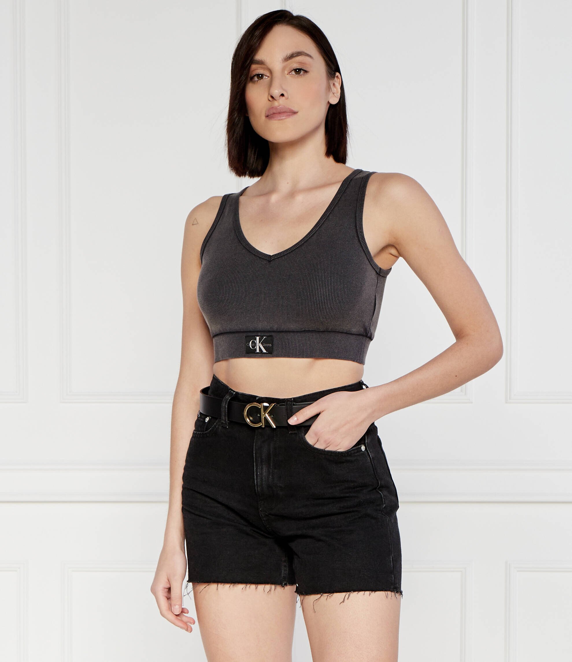 Calvin Klein Jeans Top LABEL WASHED | Cropped Fit