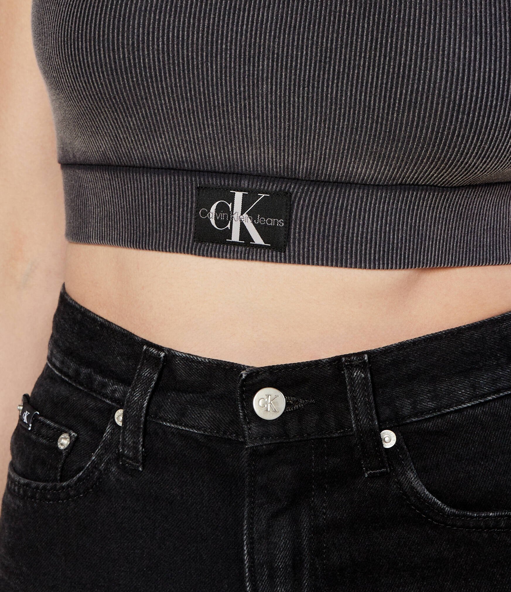 Calvin Klein Jeans Top LABEL WASHED | Cropped Fit