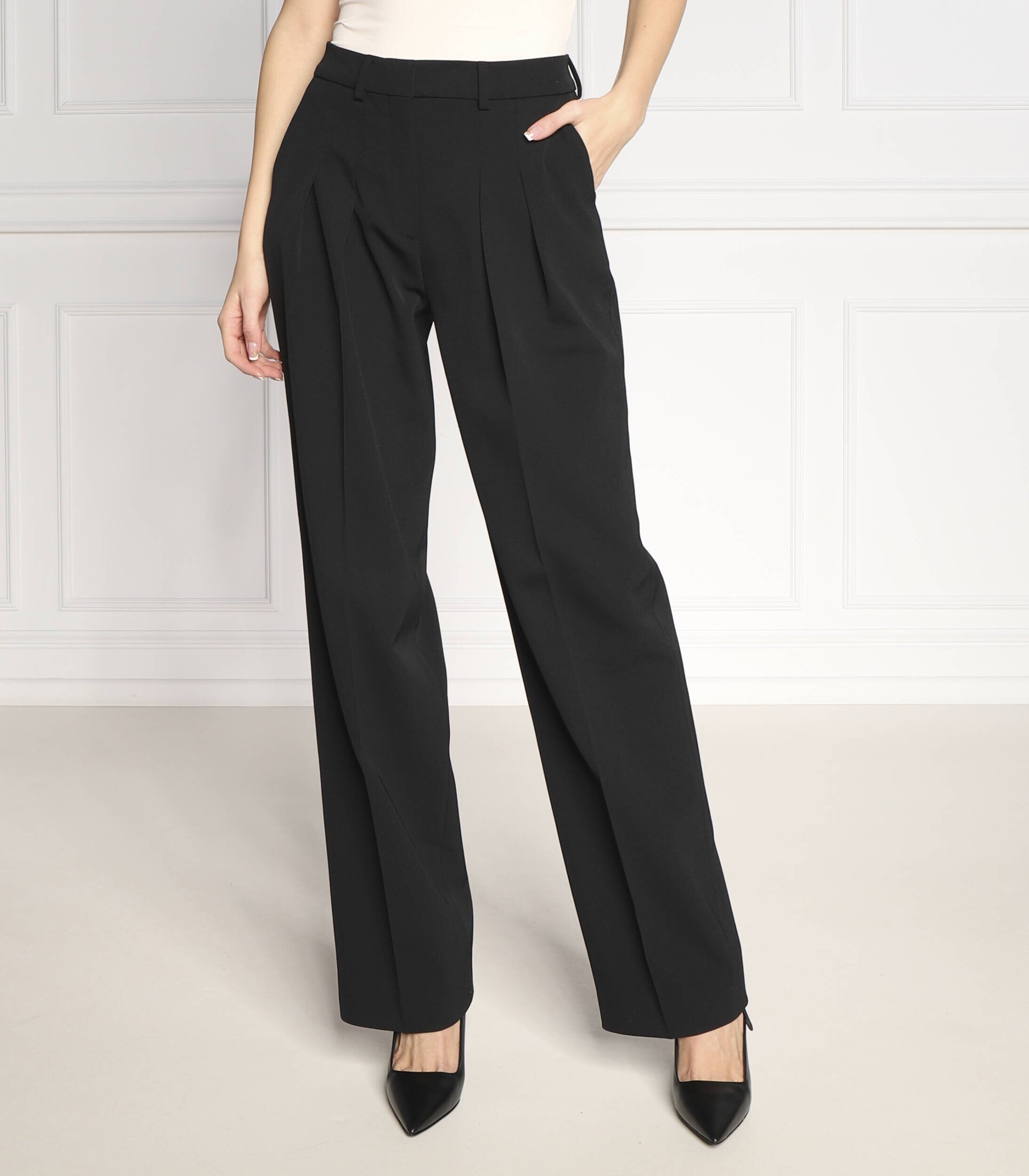 Calvin Klein Pantaloni TWILL PLEATED | Straight fit cu adaos de lână