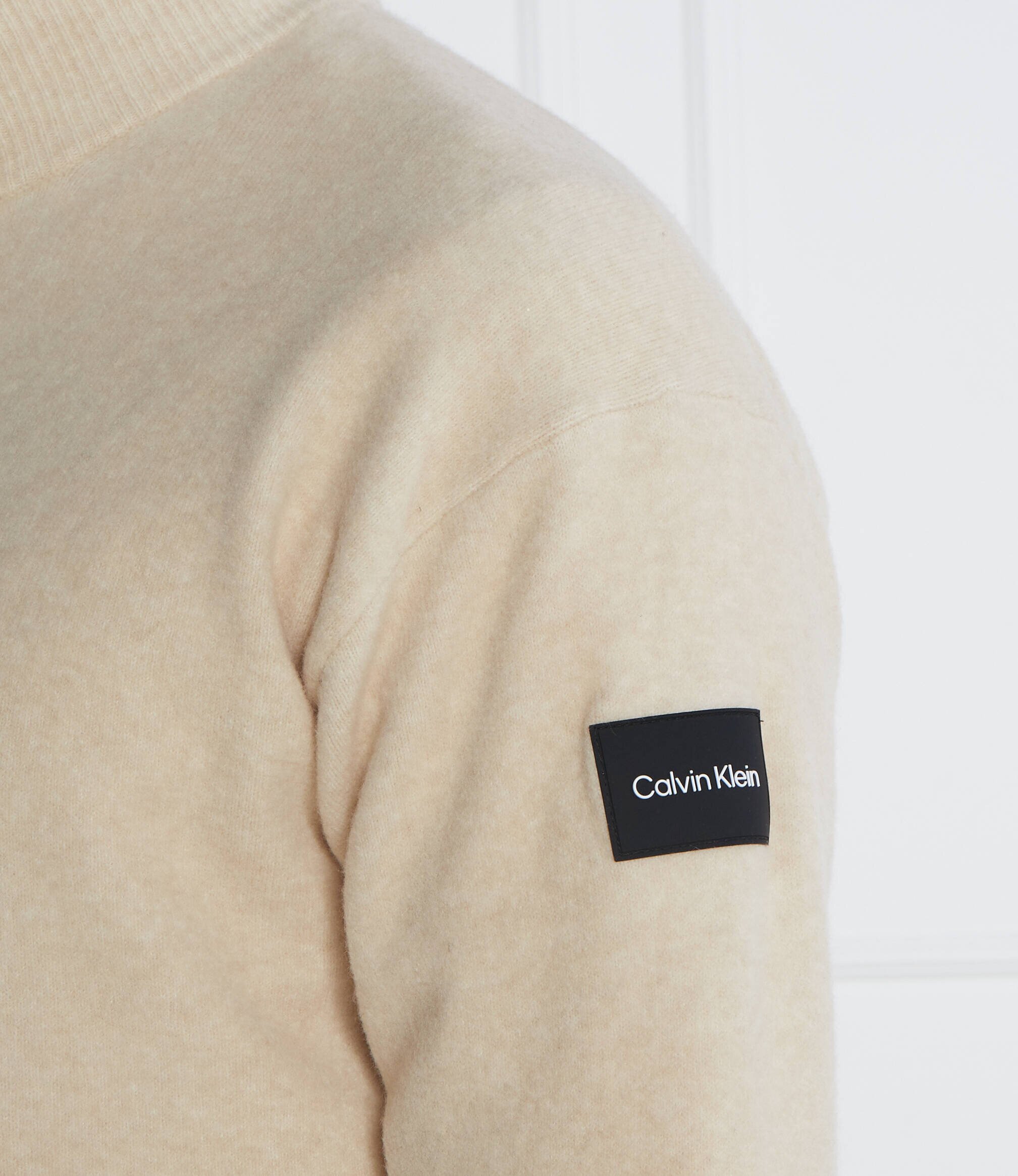 Calvin Klein Pulover LYCRA BLEND BUTTON QUARTER ZIP | Regular Fit cu adaos de lână