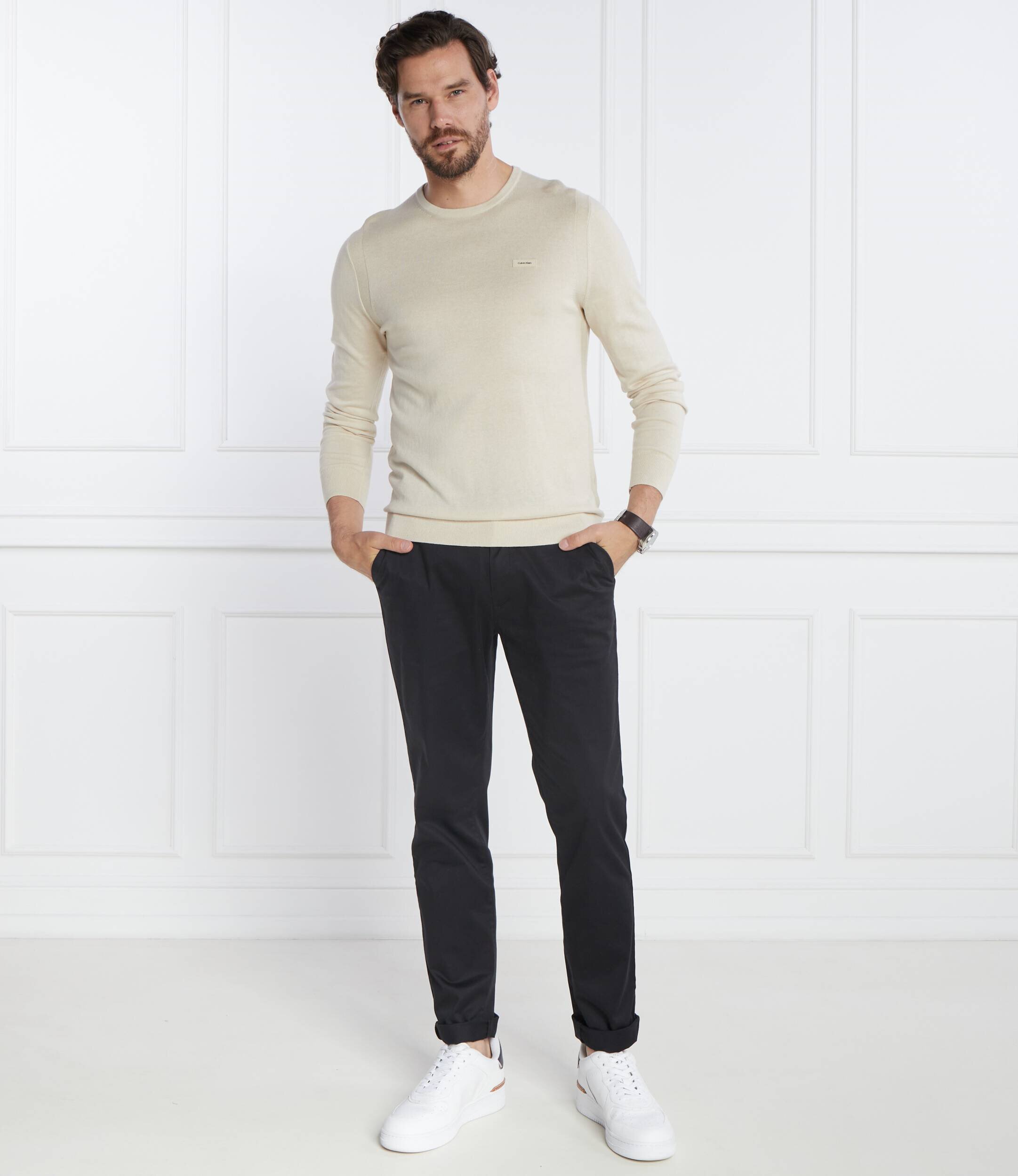 Calvin Klein Pulover SILK BLEND CN | Slim Fit cu adaos de mătase