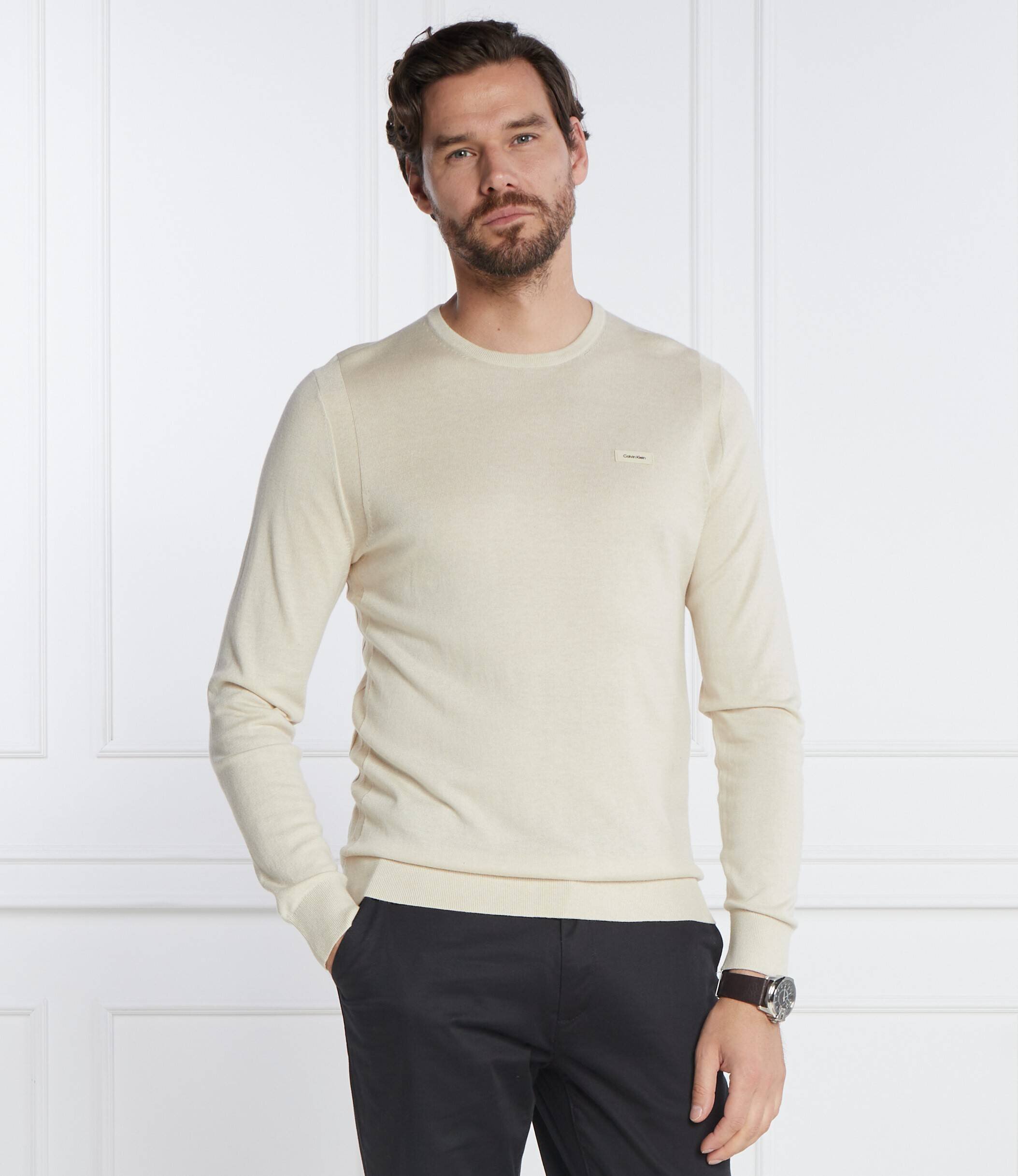 Calvin Klein Pulover SILK BLEND CN | Slim Fit cu adaos de mătase