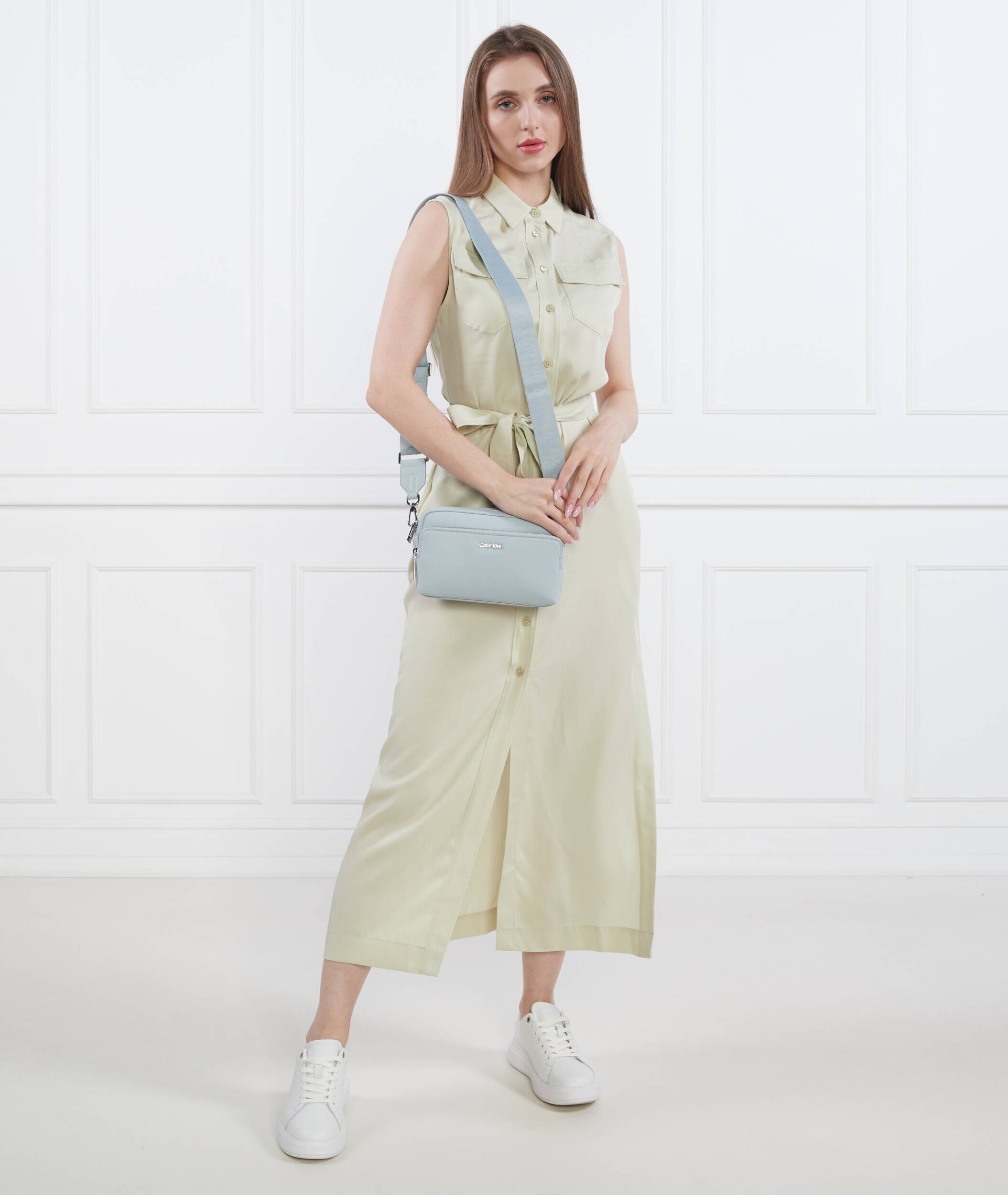 Calvin Klein Rochie cu cordon TENCEL SLEEVELESS SHIRT DRESS | cu adaos de in