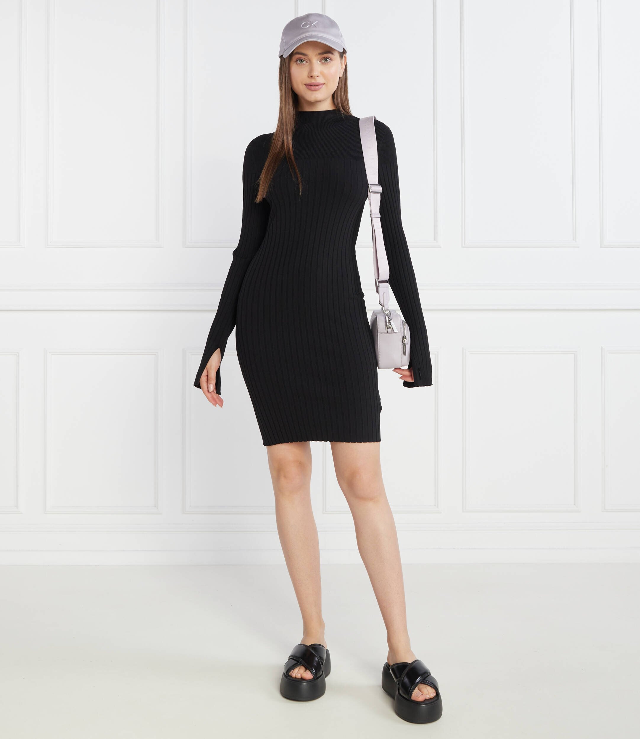 Calvin Klein Rochie ICONIC RIB KNIT LS