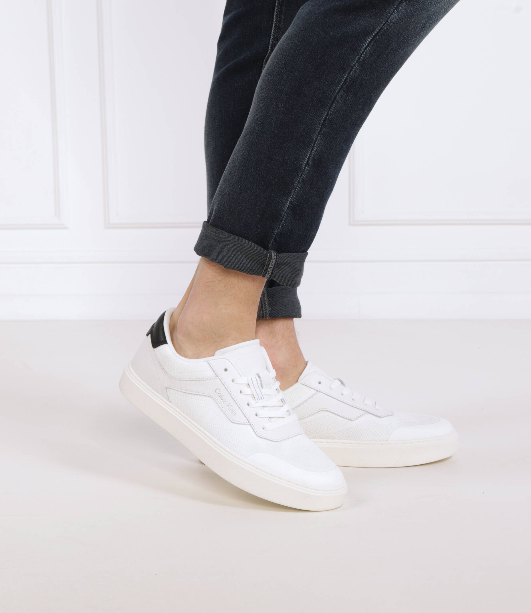 Calvin Klein Teniși LOW TOP LACE UP KNIT cu adaos de piele