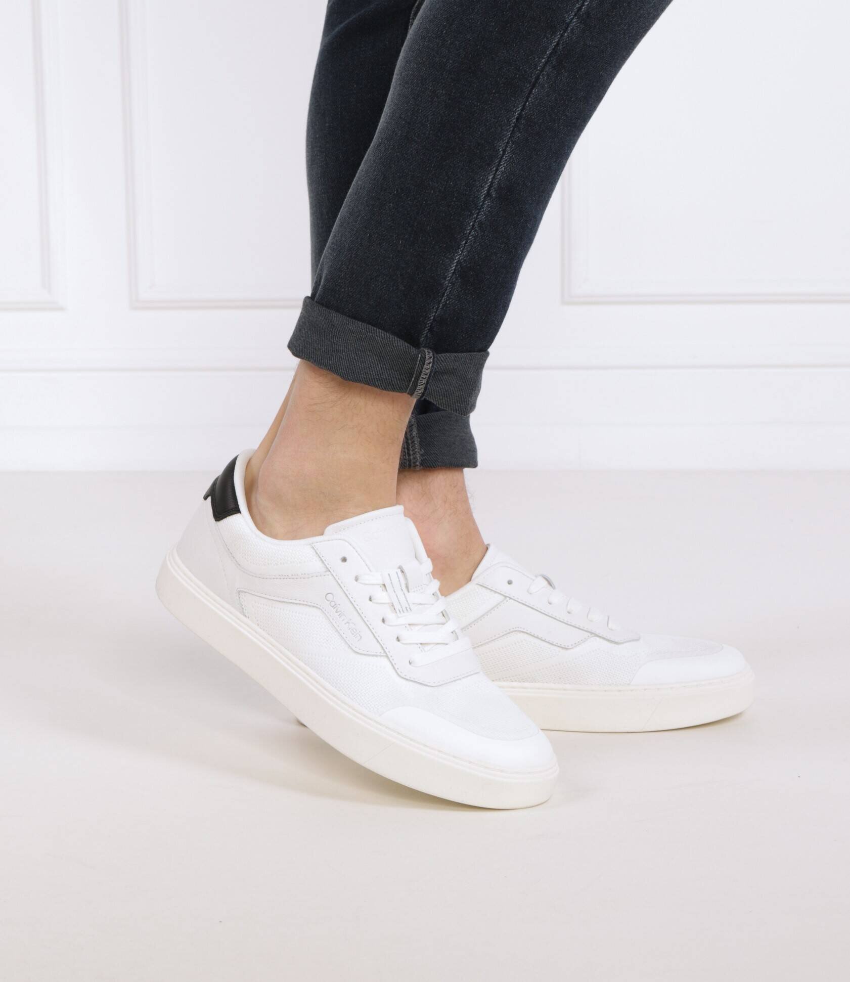 Calvin Klein Teniși LOW TOP LACE UP KNIT cu adaos de piele