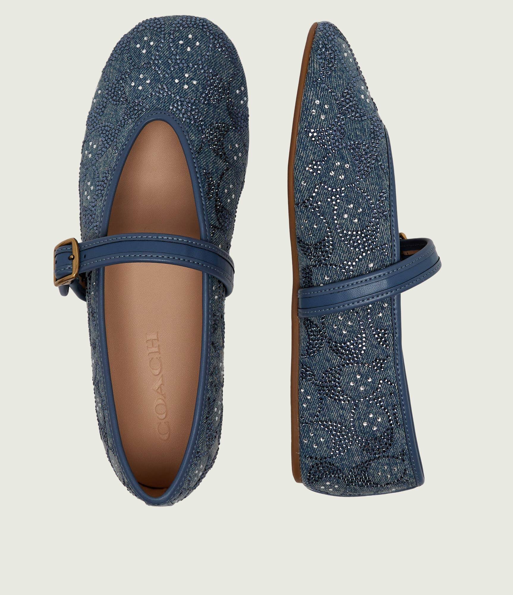 Coach De blugi balerini Signature Mary Jane cu adaos de piele