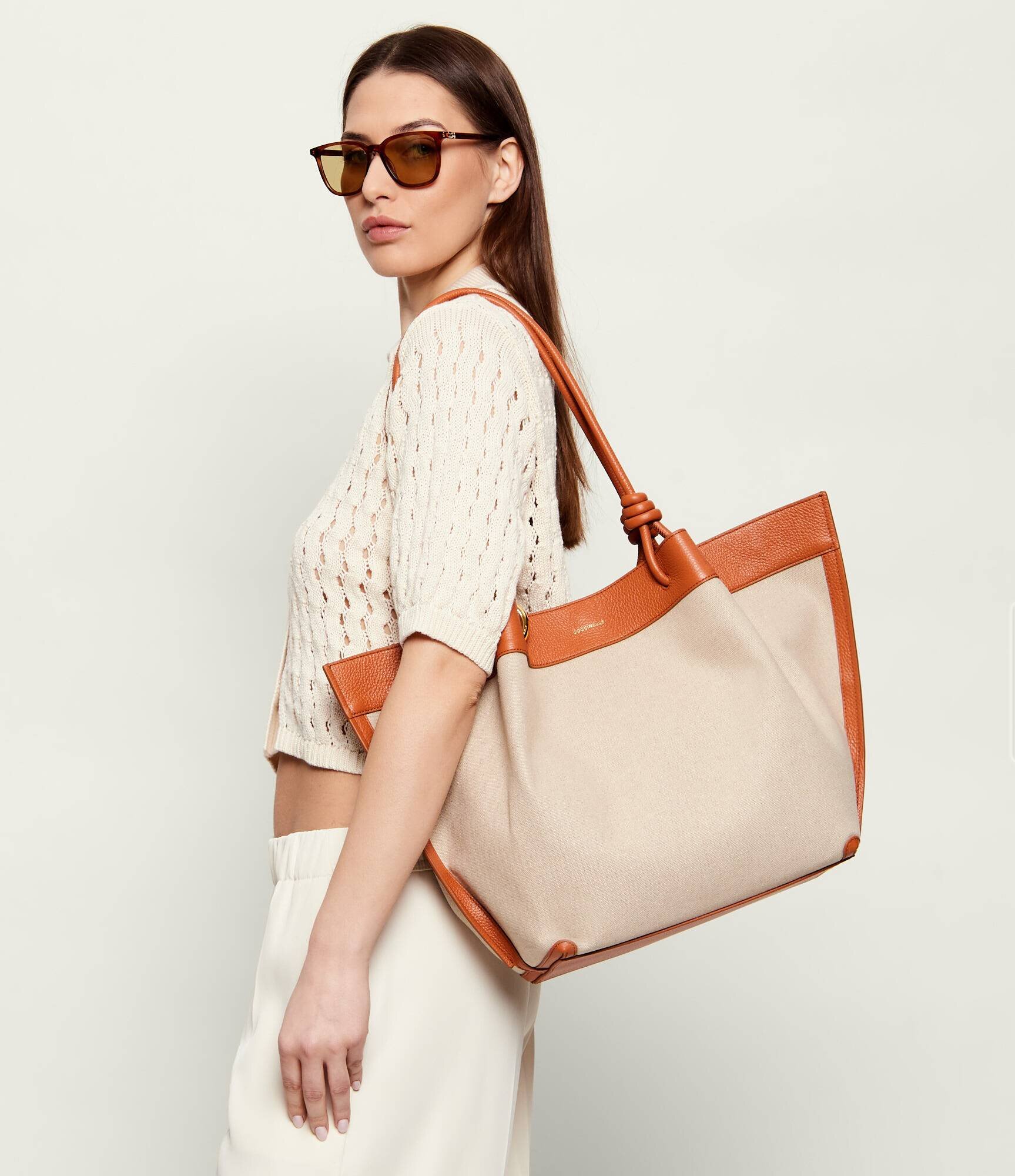 COCCINELLE De in geantă shopper Finn cu adaos de piele